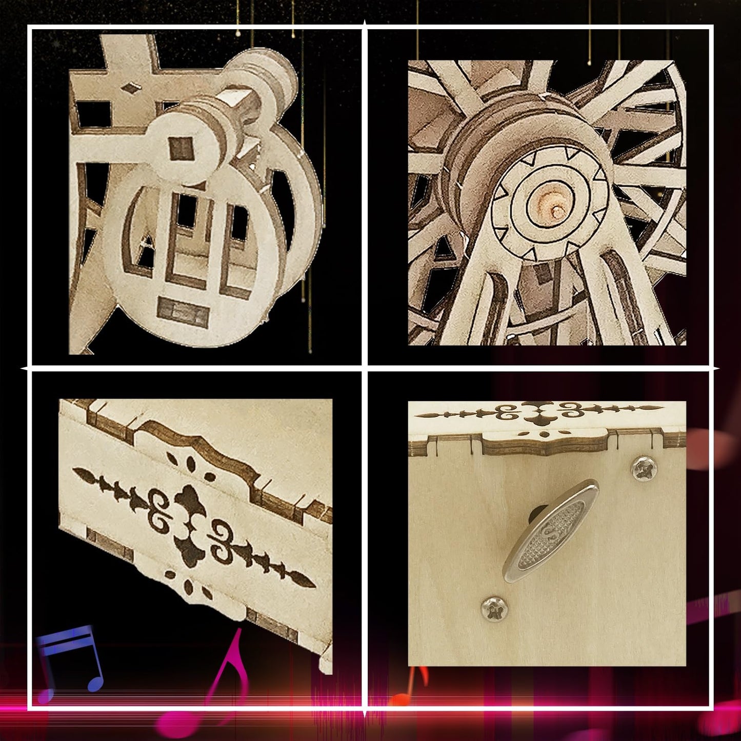 Wooden 3D Puzzle for Adults Mechanical Ferris Wheel Music Model Kits Wood DIY Crafts Kit to Build for Age 14+ Years Old