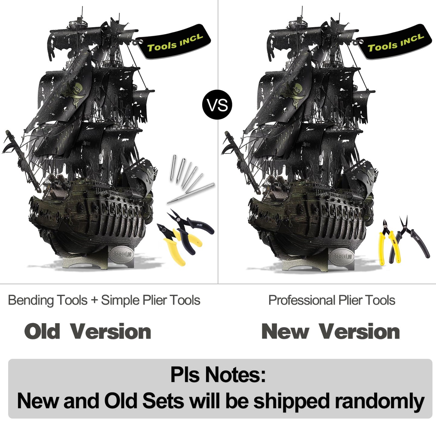 Piececool 3D Puzzles with DIY Tool Sets, Flying Dutchman Pirate Ship Model Building Kits, Difficult 3D Metal Puzzles for Adults, Great Christmas Birthday Gifts