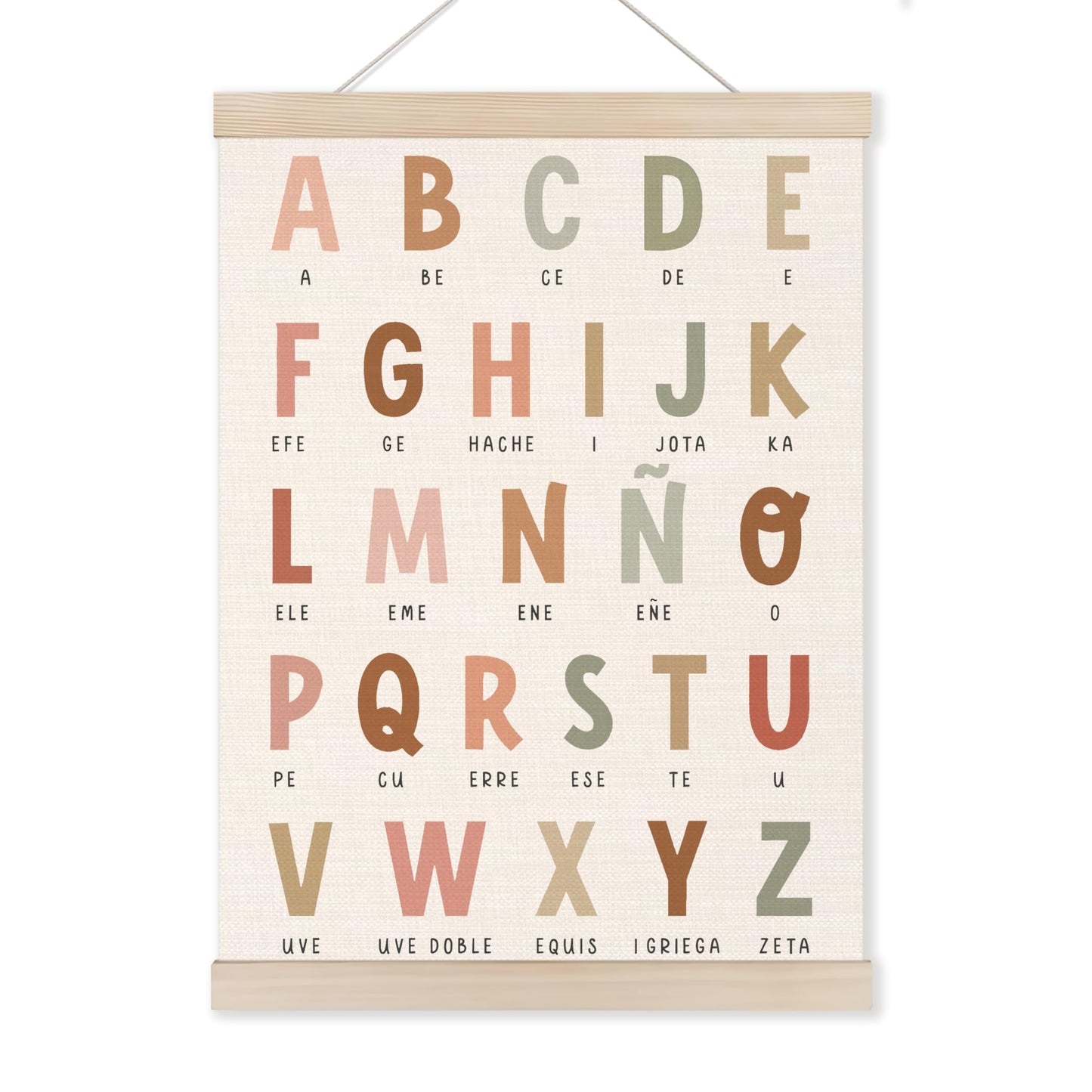 HUGANE Alphabet Wall Art, Boho Educational Nursery Poster, 12x16 Inches