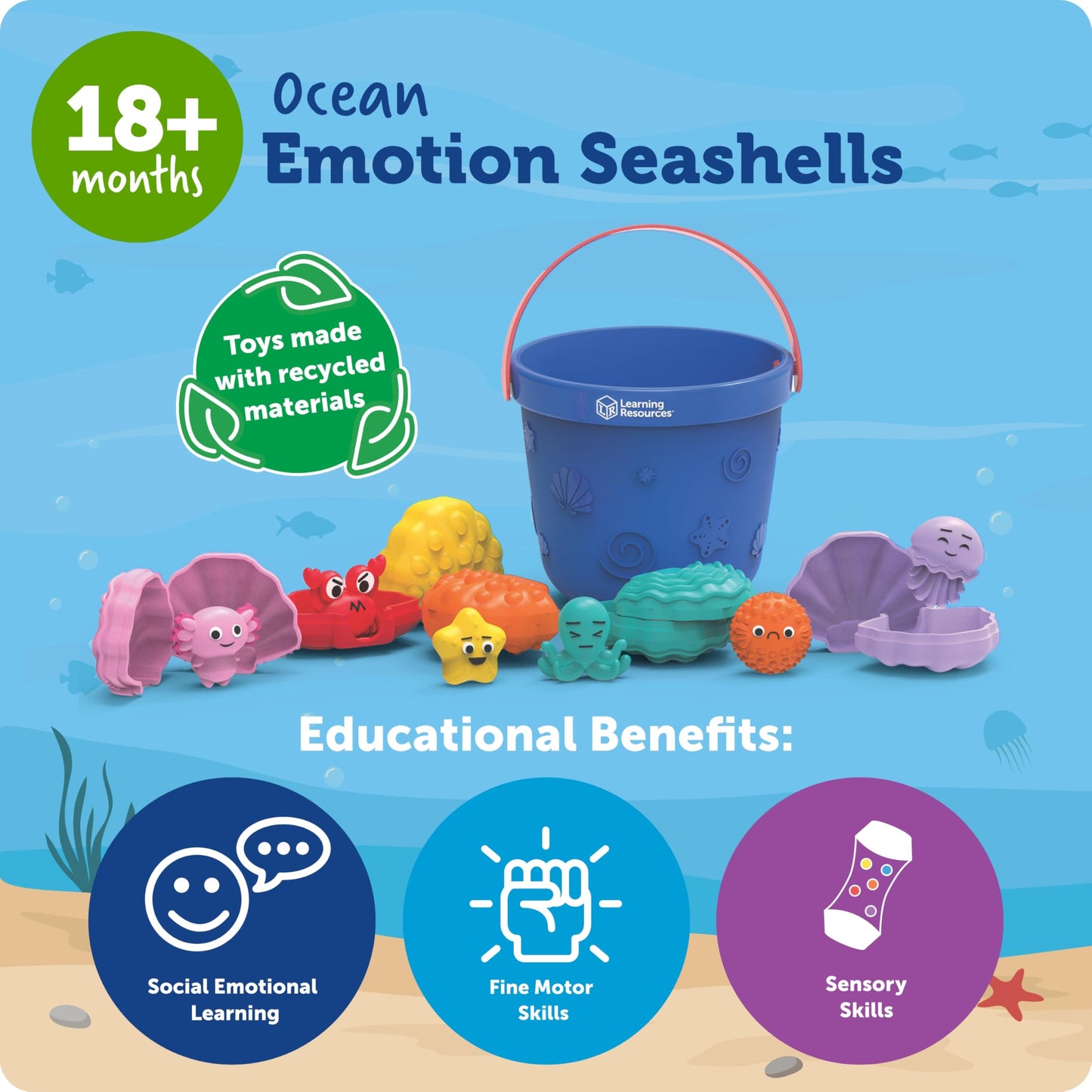 Learning Resources Ocean Emotions Seashells, Ocean Animals Figures, Seaside Game, Sand Toys, Sensory Toys, Sensory Bin, Toddler Outdoor, Preschool Classroom Must Haves, Montessori