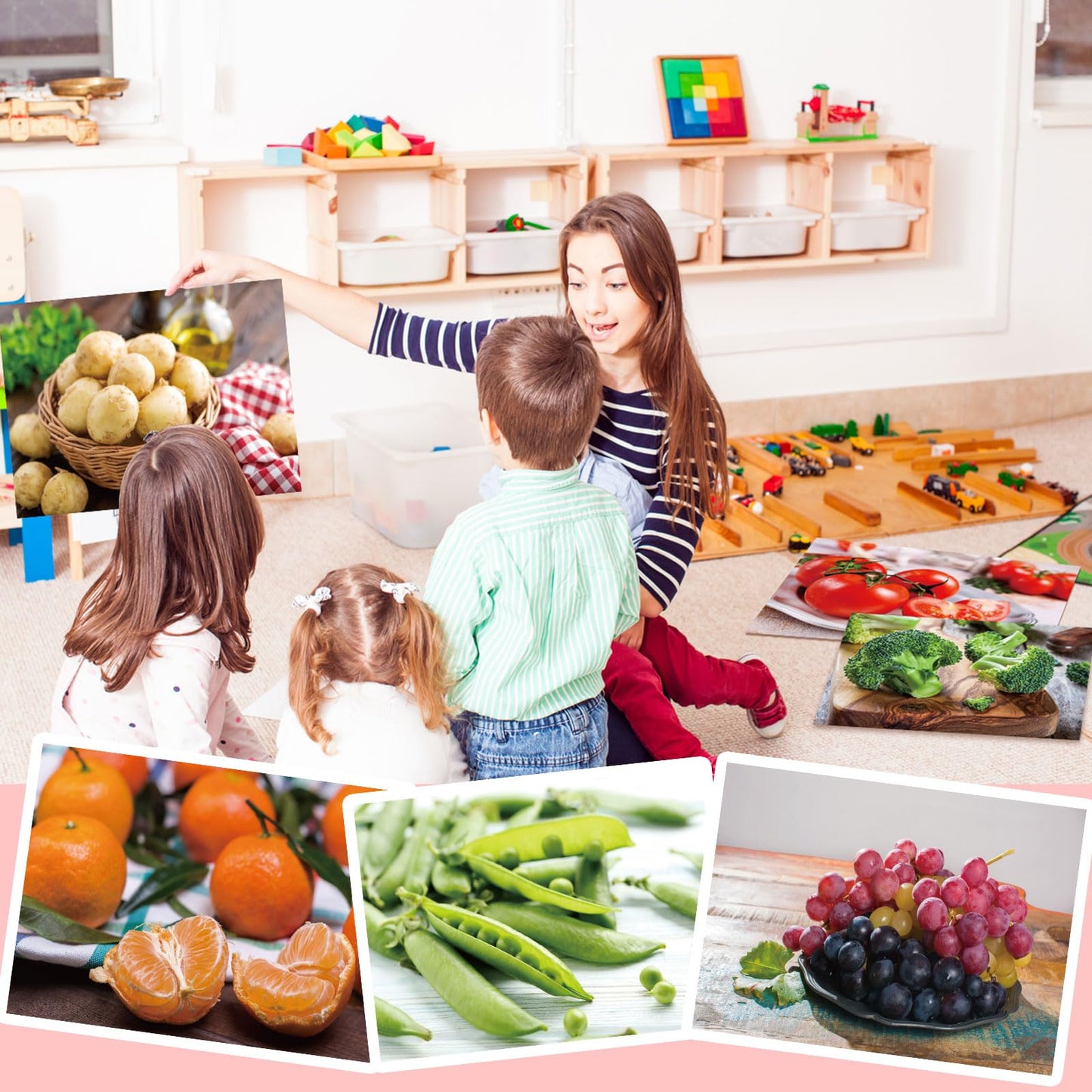 Motiskyy 12 Pcs Diversity Posters for Classroom Preschool Educational Learning Real Pictures for Daycare Home Multicultural Awareness(Fruit and Vegetable Posters Style)