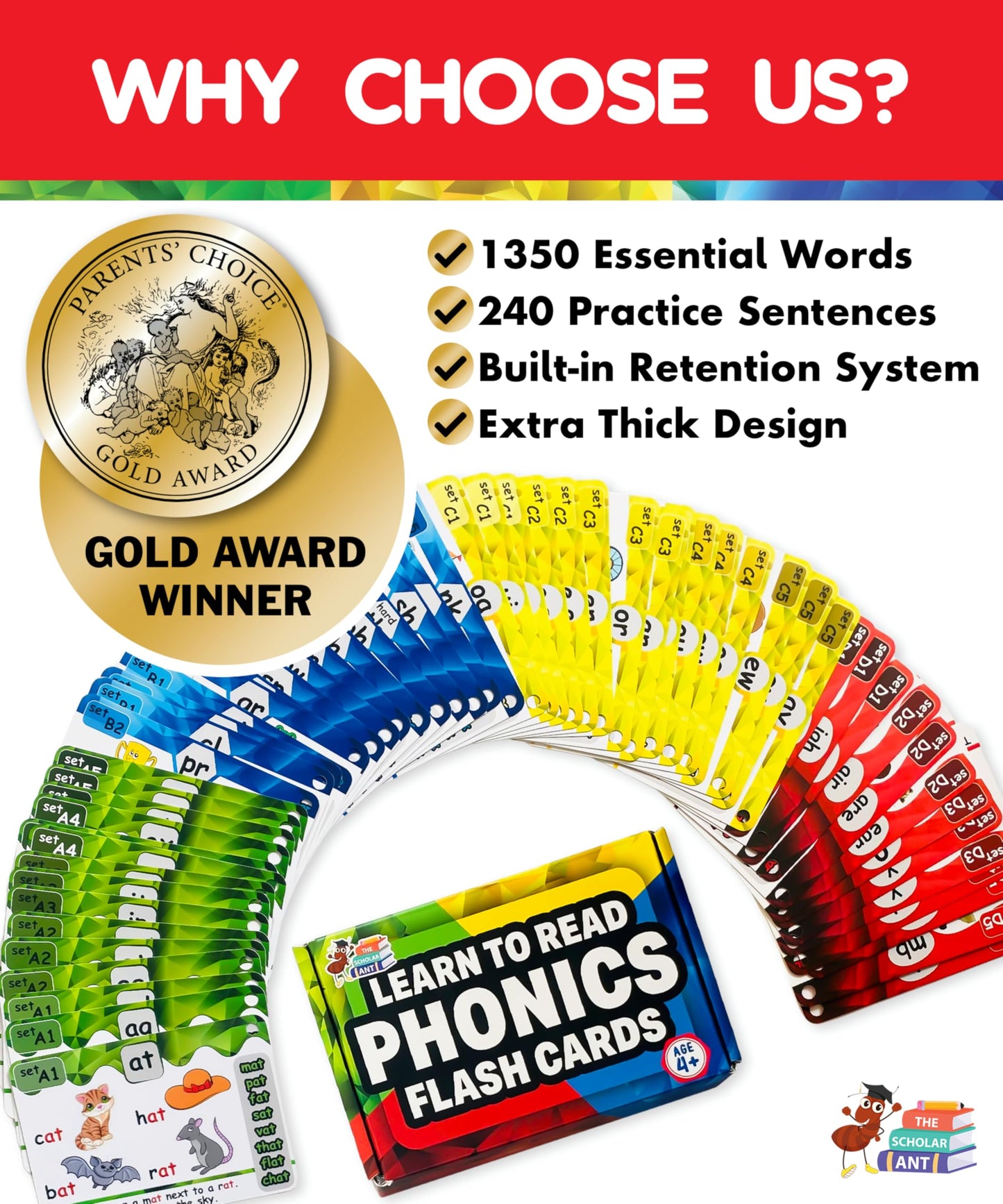 Phonics Flash Cards with Proven Spaced Repetition Learning System - Learn to Read in 20 Phonic Stages - Digraphs CVC Blends Long Vowel Sounds Phonics Games for Kids Ages 4-8 Kindergarten 1st 2nd Grade