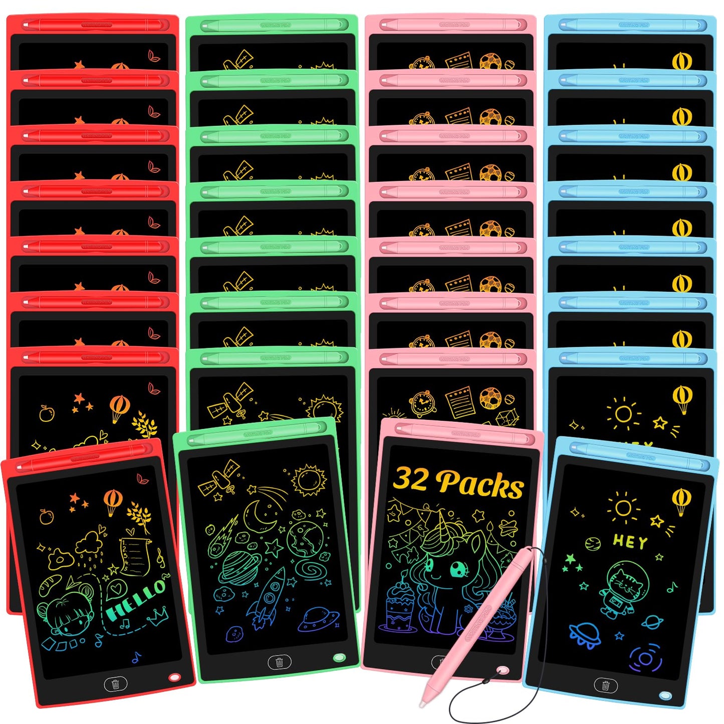 32 Pack LCD Writing Tablet for Kids - Erasable and Reusable Toddler Doodle Board in 8.5 inch, Ideal Drawing Pad for Learning Toy for Ages 3-8, Gift for Girls Boys