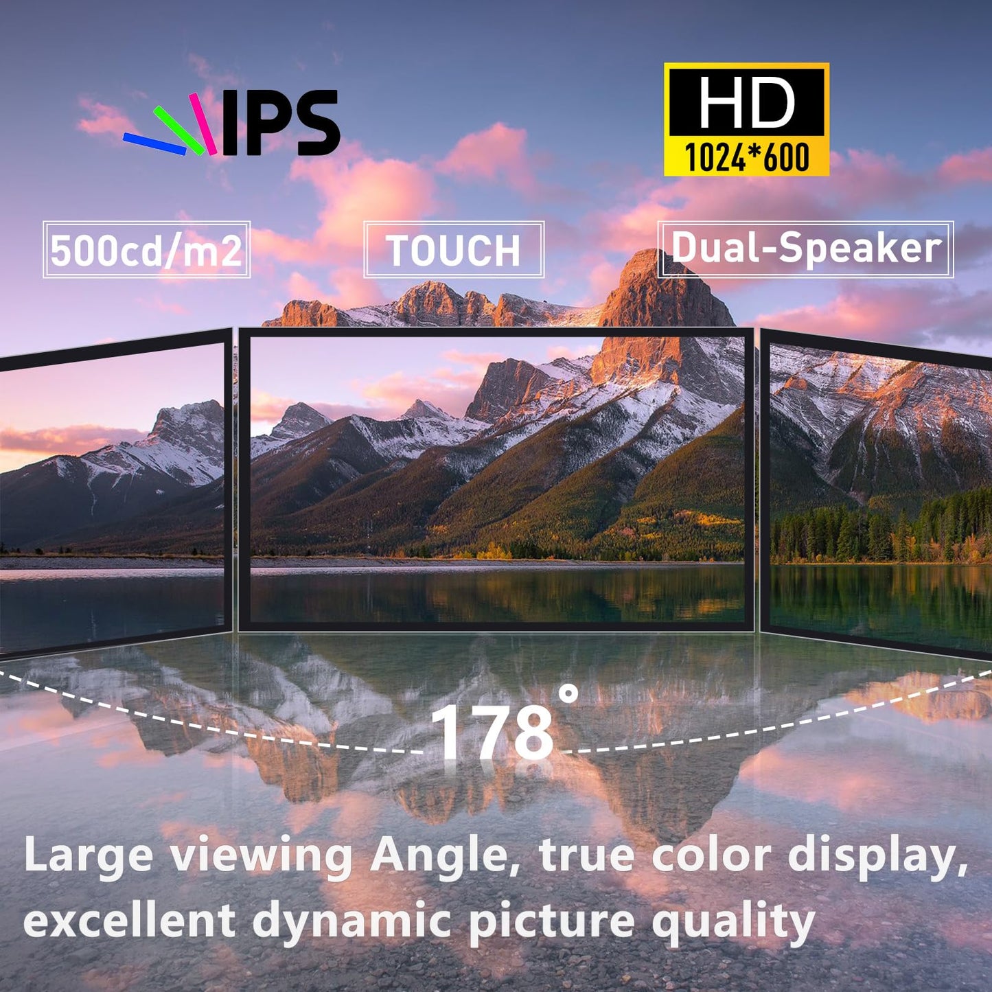 GeeekPi 10.1 Inch Capacitive Touchscreen Display, 1024x600 IPS LCD with Dual-Speaker, HDMI Portable Monitor for Raspberry Pi 5/4B/3B+/3B/B+/Zero/400, Win11/10/8/7, Free-Driver