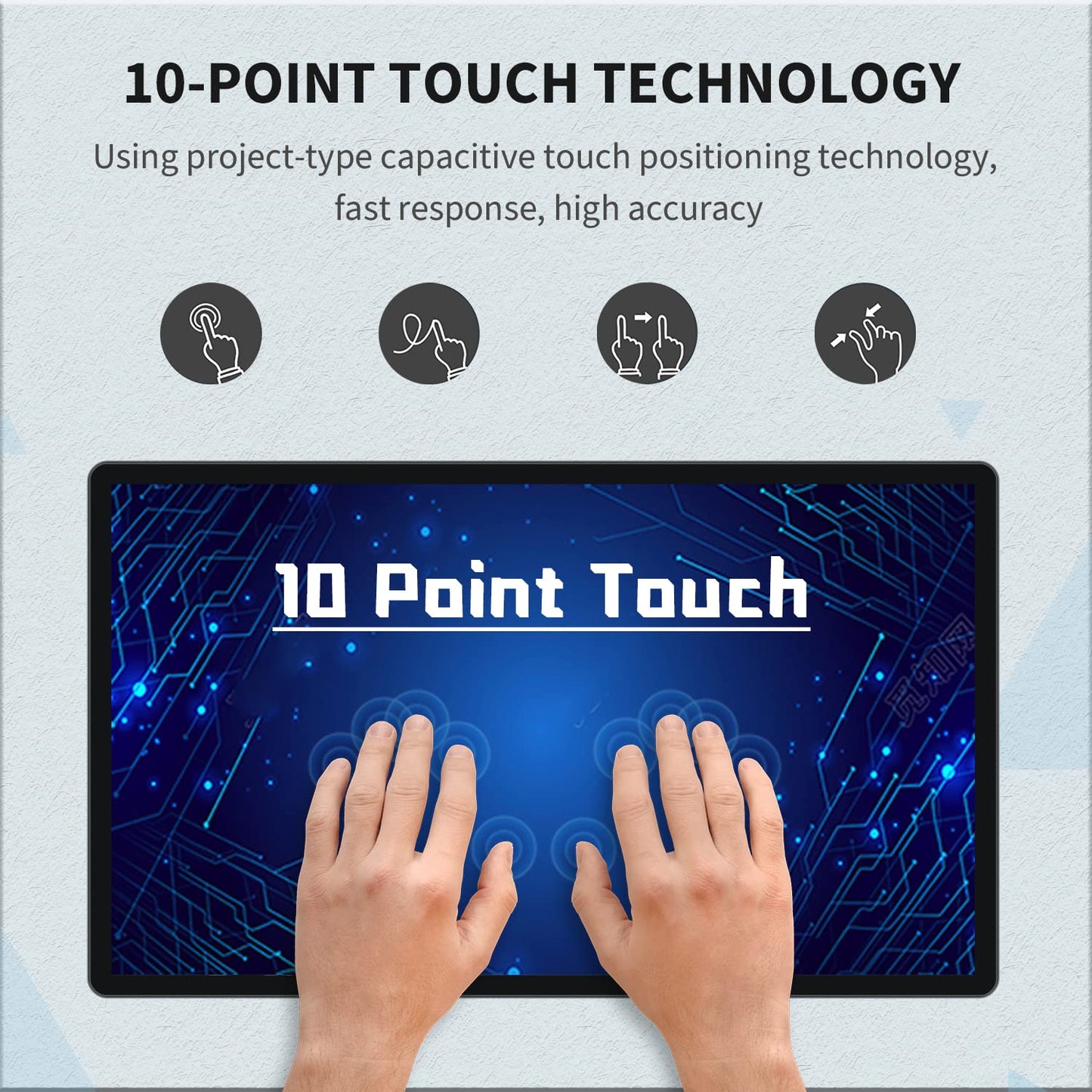 TouchWo 21.5 inch Android 12 Touchscreen Monitor Tablet, 16:9 FHD 1080P, WiFi & BT, Built-in Speakers, RK3588 4GB RAM & 64GB ROM, Smart Board for Classroom, Meeting & Game