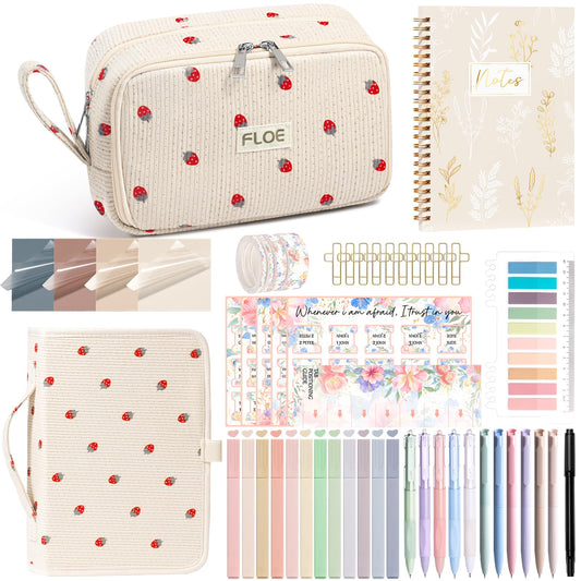 Bible Study Supplies Journaling Kit for Women with Bible Cover Case, Christmas Christian Gifts for Women Mom, Bible Study Tools Accessories Set w/Highlighter Pen, Pencil Case Notebook Annotation Kit