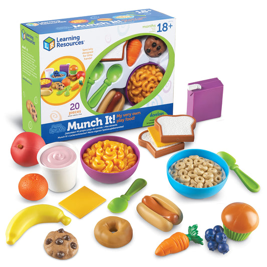 Learning Resources New Sprouts Munch It Food Set - Play Kitchen Accessories, Pretend Toys, Pretend Play Food Toys, Kids Kitchen Set, Grocery Playset, Toddler Learning Toys, Montessori Cooking