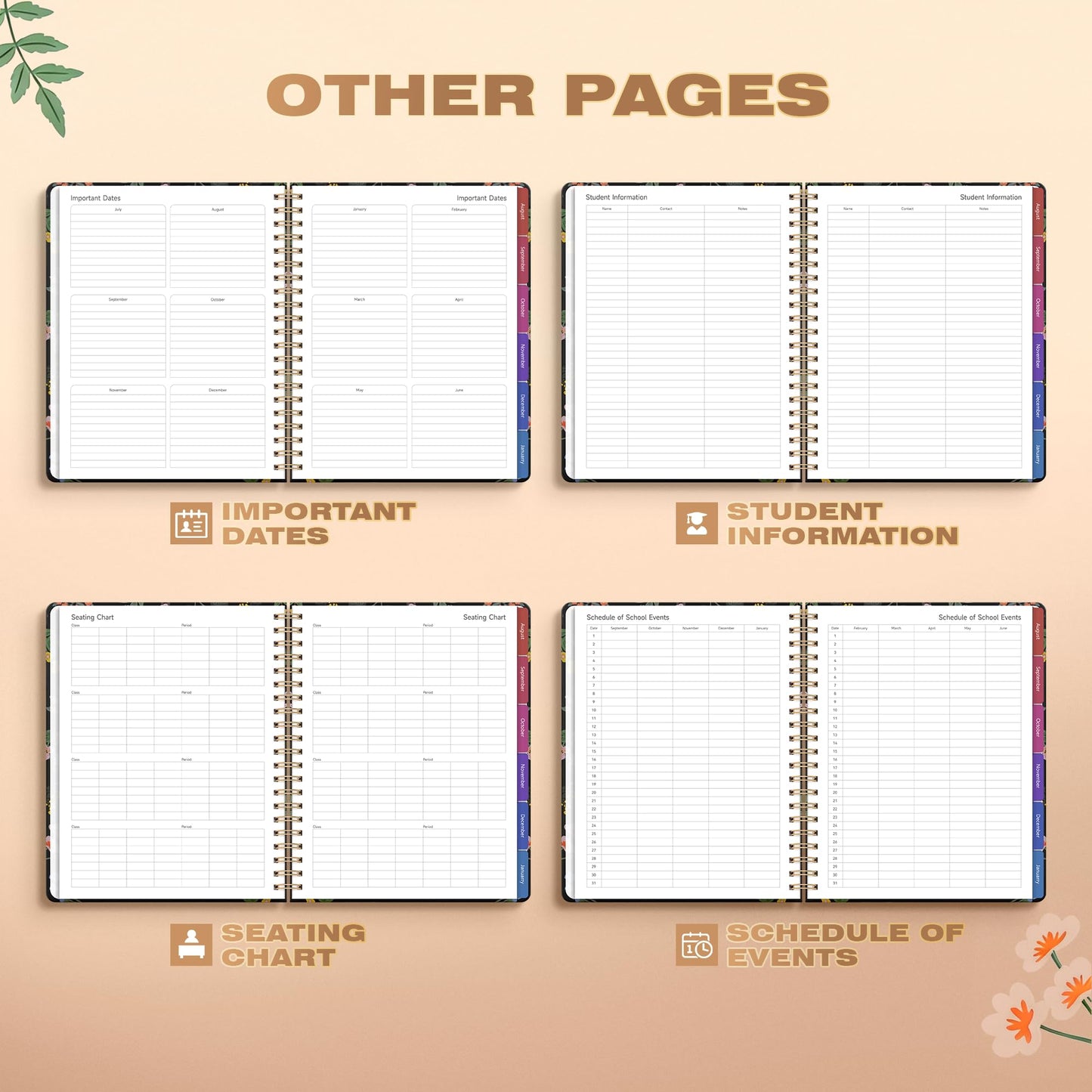 Teacher Lesson Planner 2026-2027 Academic Year, Aug 2026-Jul 2027, Deluxe 26-27 Lesson Plan Book for Teachers Supplies & Homeschool Planner with Pocket & Monthly Tabs, 8.5" x 11", Vintage Floral