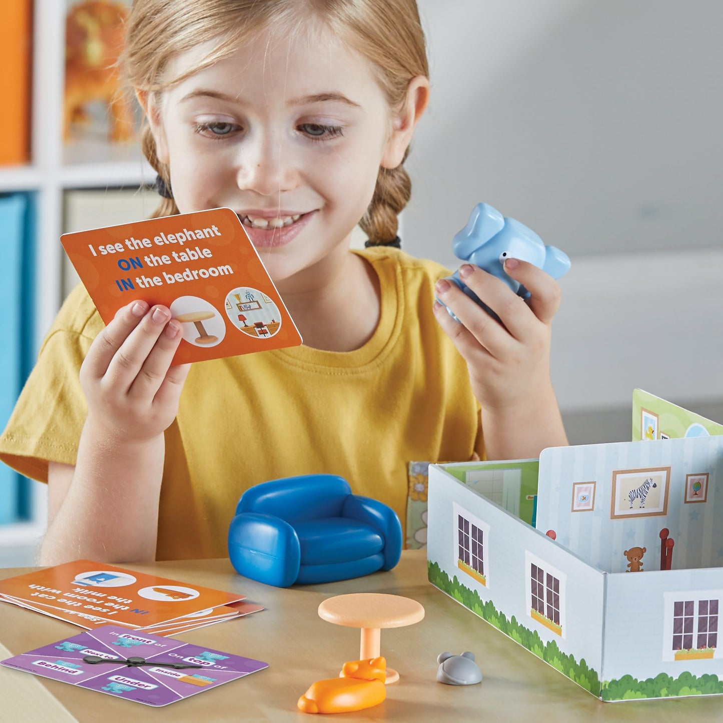 Learning Resources Elephant in the Room Positional Word Activity Set - Toddler Board Games, Language and Critical Thinking Skills, Sentence Building, Language Development, Gifts for Boys and Girls