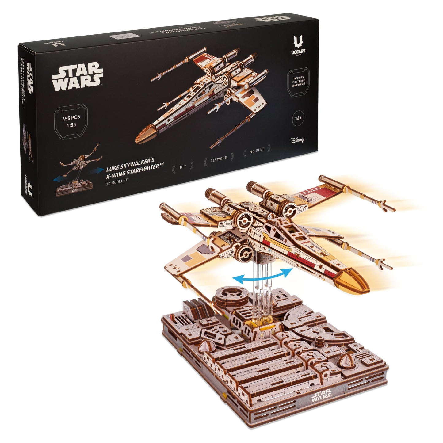 UGEARS Star Wars ™ Luke Skywalker’s X-Wing Starfighter ™ Wooden 3D Puzzles for Adults – Mechanical Wood Model Kits, Star Wars Model Kit, DIY 3D Puzzle, Hobby for Adults, Brain Teaser