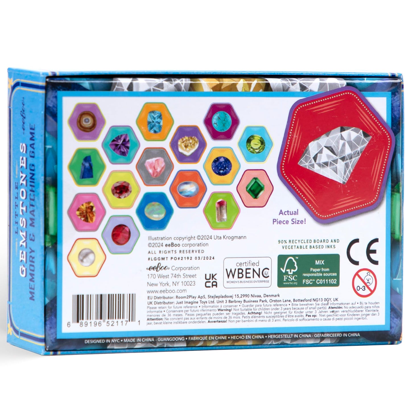 eeBoo: Memory & Matching Game- Little Gemstones - 18 Pairs to Memorize, Colorful Gems, Encourages Recognition, Concentration Skills, Kids Ages 5+