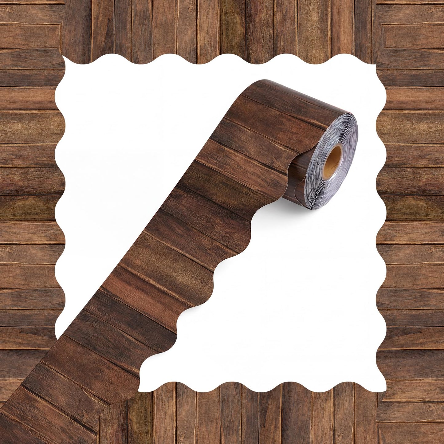 Tenceur 120 Feet Bulletin Board Borders Wooden Pattern Straight Rolled Border Trim Wood Straight for Classroom Schools Office Decoration(Dark Brown)