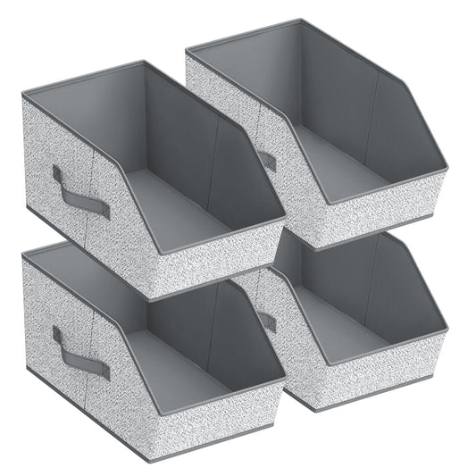 Homsorout Large Closet Storage Cubes - Closet Storage Bins with Dual Handles for Clothes, Towels, Toys, Shelf Organizer Bins for Bedroom, Nursery, Shelves, Small Spaces, Ant Light Gray, 4 Pack