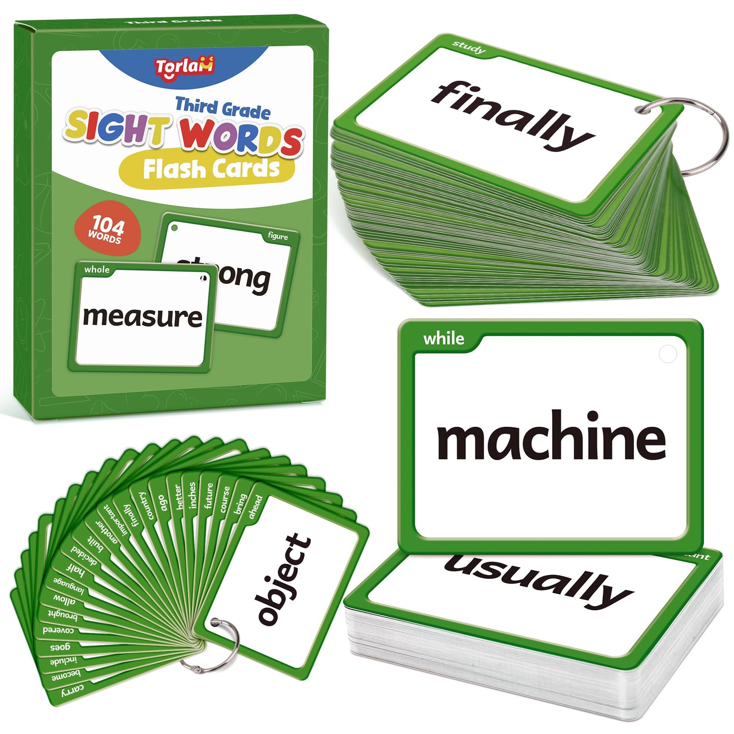 Torlam Sight Words Flash Cards for Kids 3rd Grade,Learn to Read Digraphs CVC Blends Long Vowel Sounds Spelling Reading Phonics Games for 8-9 Years, Site Words Classroom Homeschool