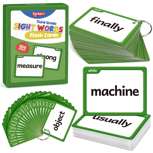 Torlam Sight Words Flash Cards for Kids 3rd Grade,Learn to Read Digraphs CVC Blends Long Vowel Sounds Spelling Reading Phonics Games for 8-9 Years, Site Words Classroom Homeschool