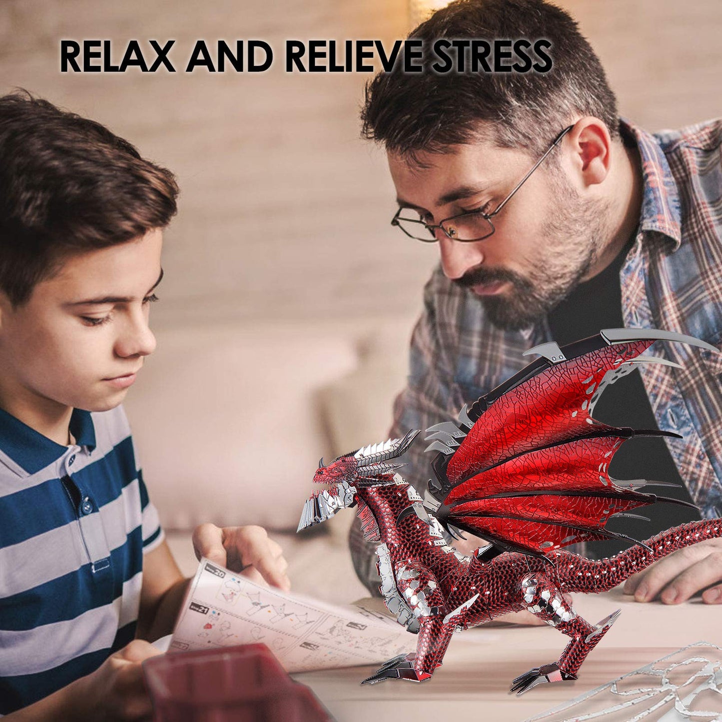 Piececool 3D Metal Model Kits-Black Dragon King, DIY 3D Puzzles for Adults Brain Teaser Puzzles for Teens, Great Birthday New Year Gifts, 107 Pcs