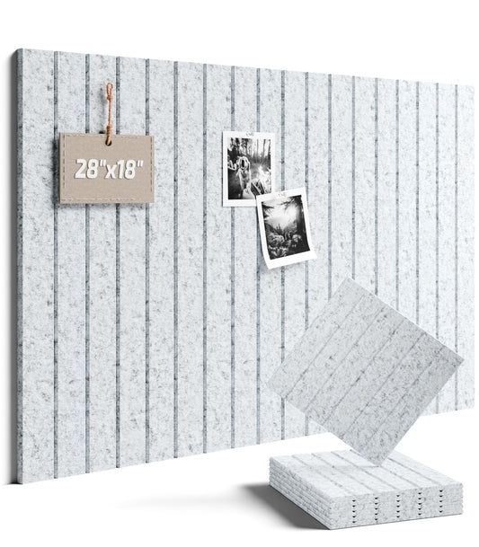 Felt Bulletin Board Tiles -28"x18" with 40 Adhesive Tabs, Cork Board Alternative for Office Decor, Push Pin Board Wall Organizer 6-Pack (Silvery Gray)