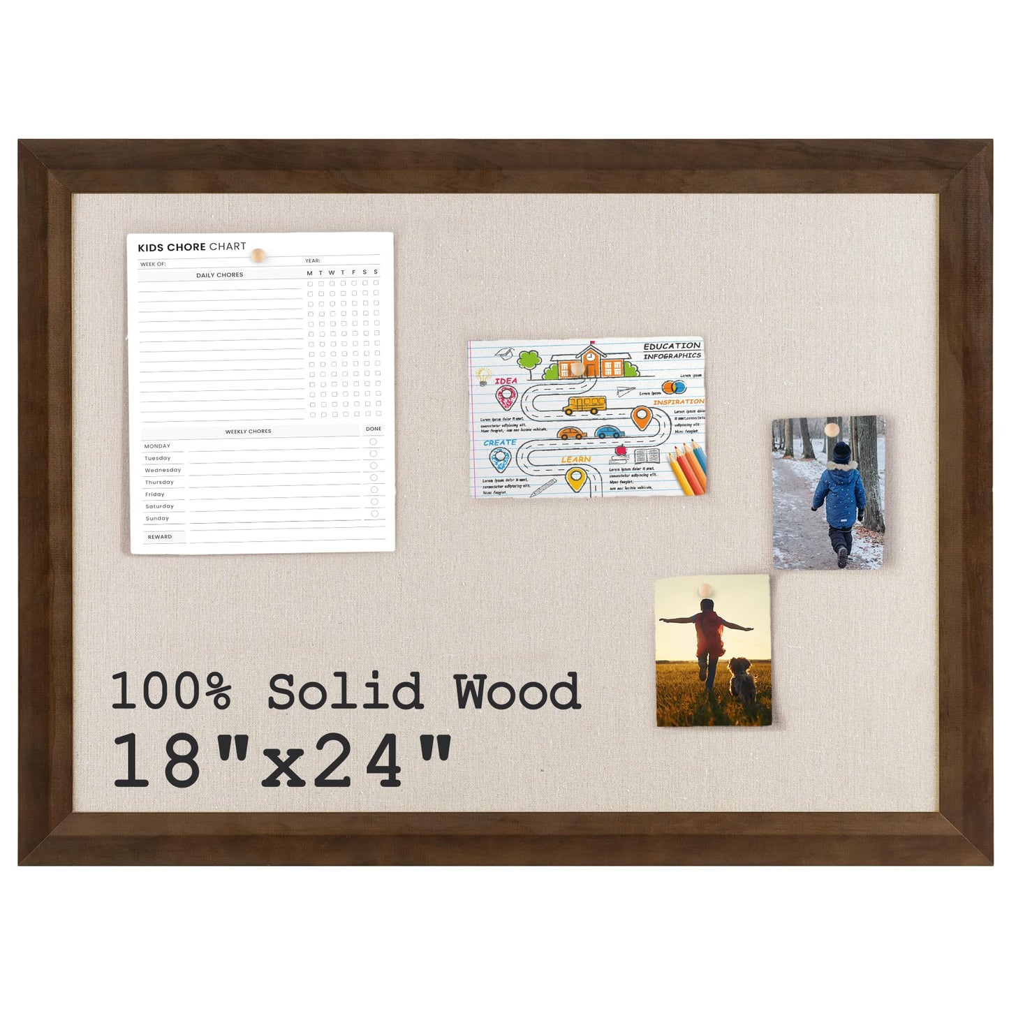 Acovy Cork Board Bulletin Board (Walnut, 18" x 24")