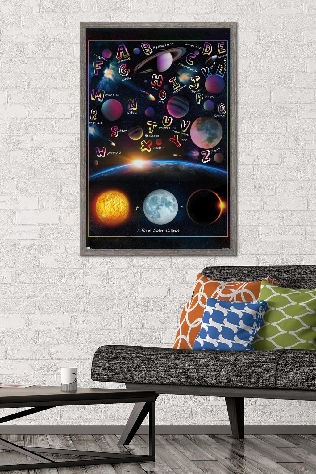 Trends International Ali Chris - The Solar System: Total Eclipse Letters Wall Poster, 34L x 22.4W, Barnwood Framed Version