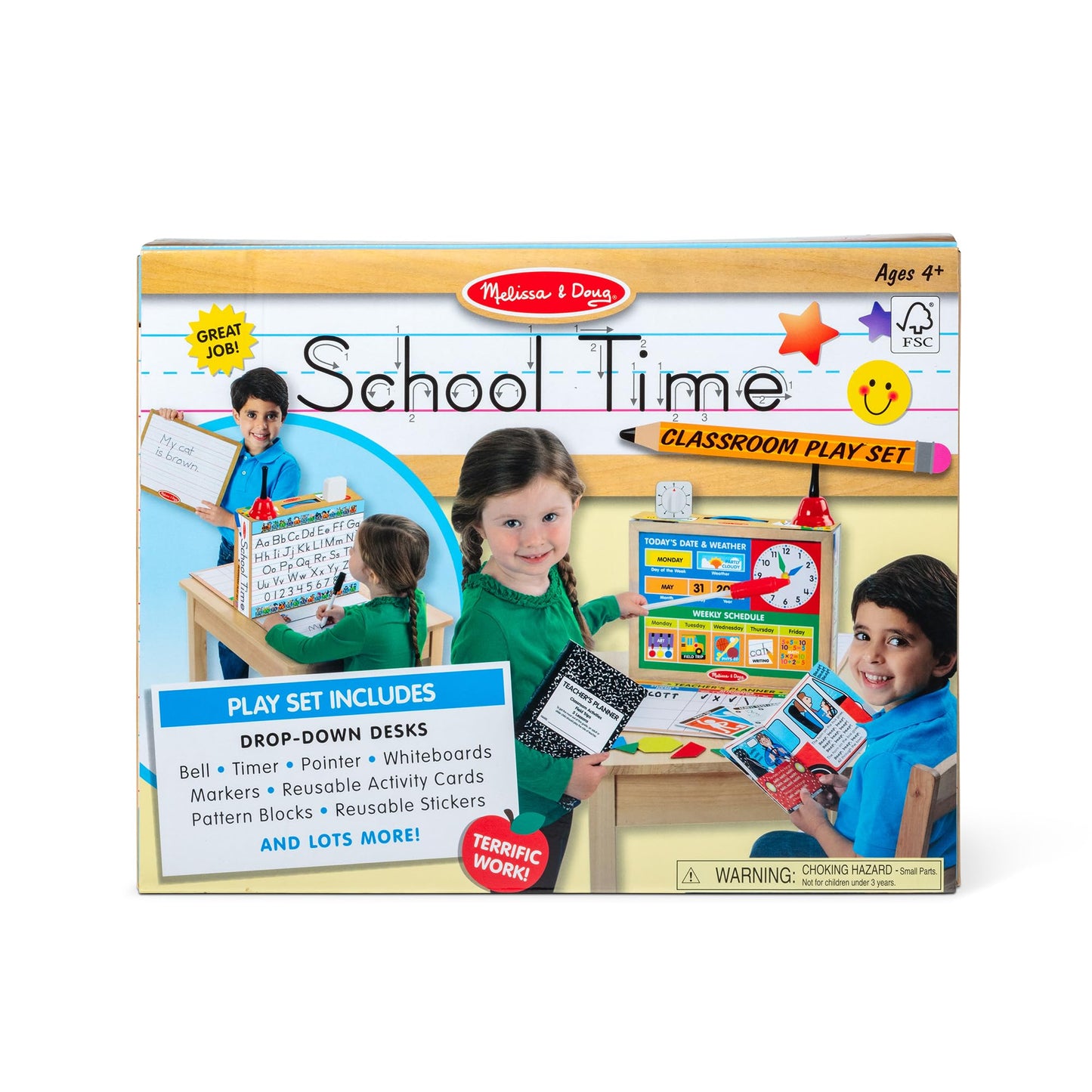 Melissa & Doug School Time! Classroom Play Set Game - Be Teacher or Student - FSC Certified