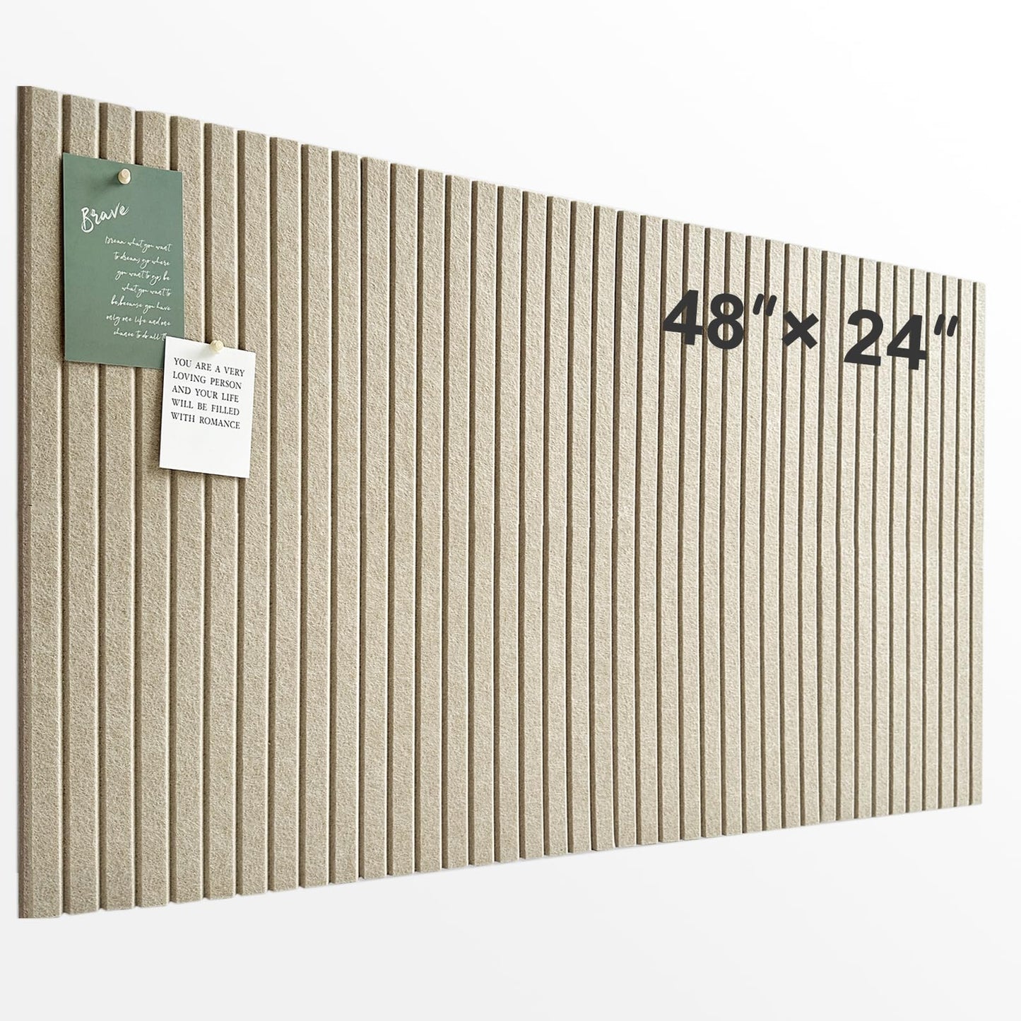 Large Cork Board for Office, 8 Pack Felt Wall Tiles with Slat Wall Paneling and Safe Removable Adhesive Tabs, Felt Bulletin Board Pin Board Cork Boards for Walls - Tan