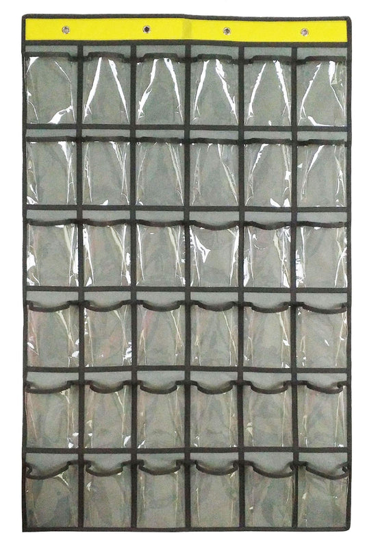 NIMES Hanging Closet Underwear Sock Jewelry Storage Over The Door Classroom Cell Phone Calculator Organizer 36 Clear Pockets (GREY)