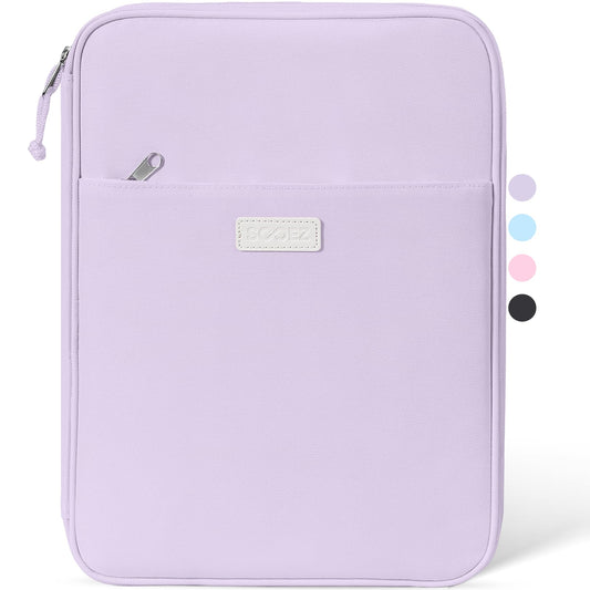 Sooez Zipper Binder Bag, 1 Inch Binders 3 Ring O-Ring, 5-Tab Dividers Expanding File Folder, 500-Sheet Capacity Three Ring Binder, Cute Organizer Storage for Student School Classroom Supplies, Purple