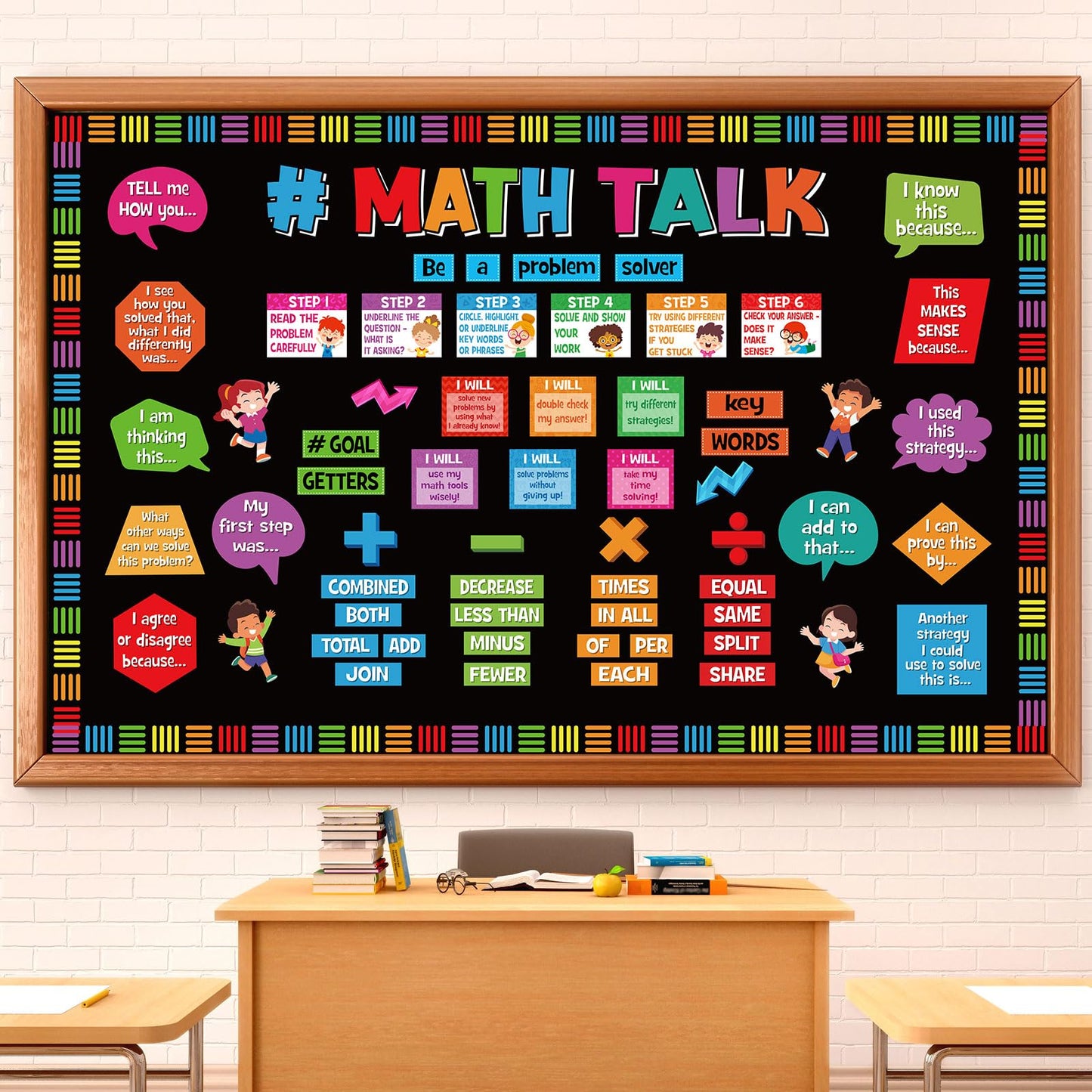 Pajean 85 Pcs Math Talk Bulletin Board Set Math Posters Classroom Decorations Educational Mathematics Paper Cutout for Elementary Middle High School Wall Chalkboard Decor Teacher Supplies(Talk)