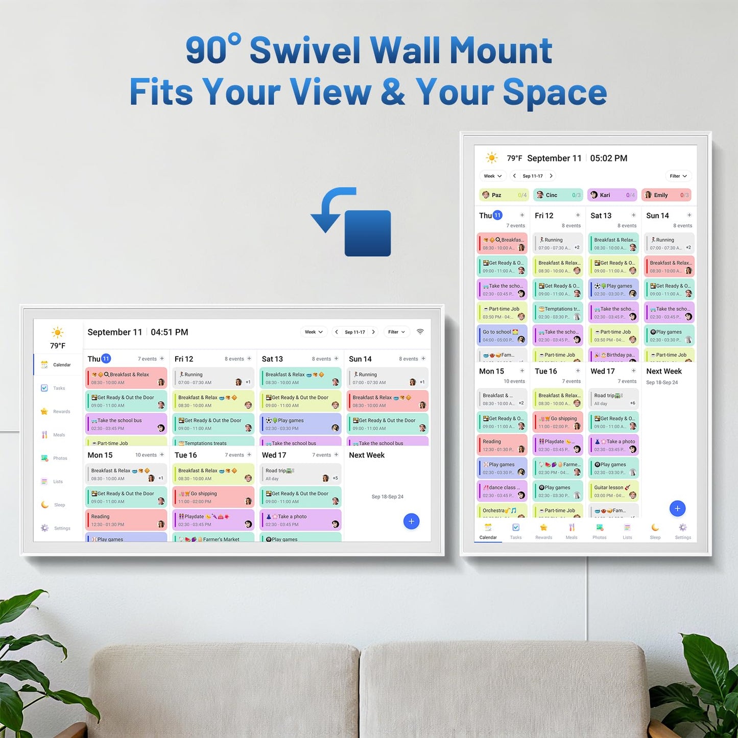 32 Inch Digital Calendar, Electronic Chore Chart, Smart Weekly and Monthly Planner 1920 * 1080P IPS Touchscreen Wall Calendar Rewards for Family Schedules, Meal Planning Gift