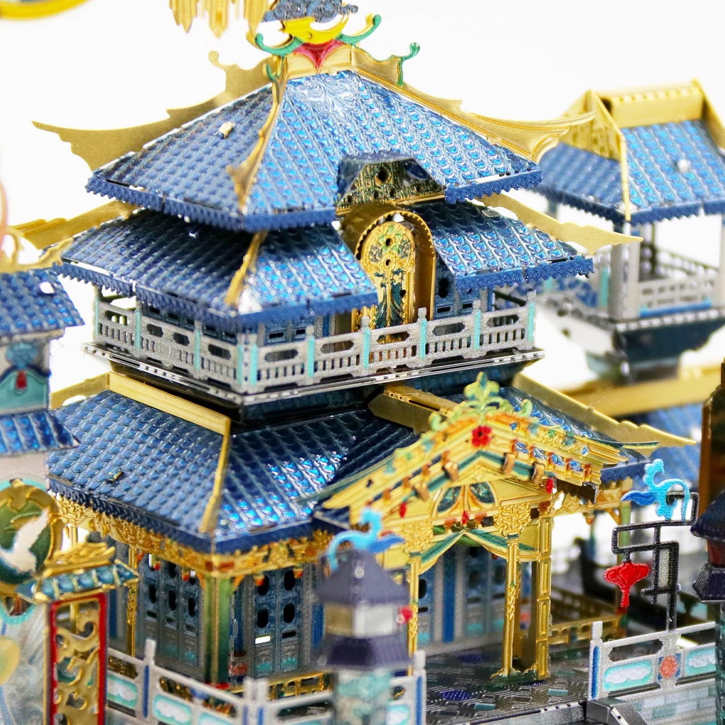 MU Moon Palace 3D Metal Puzzles for Adult to Build Assembling with Lighting Holder, Floating Building Craft Kit Mythical Island Model DIY Sets Metal Model Kits Building, Birthday Gift Home Desk Decor