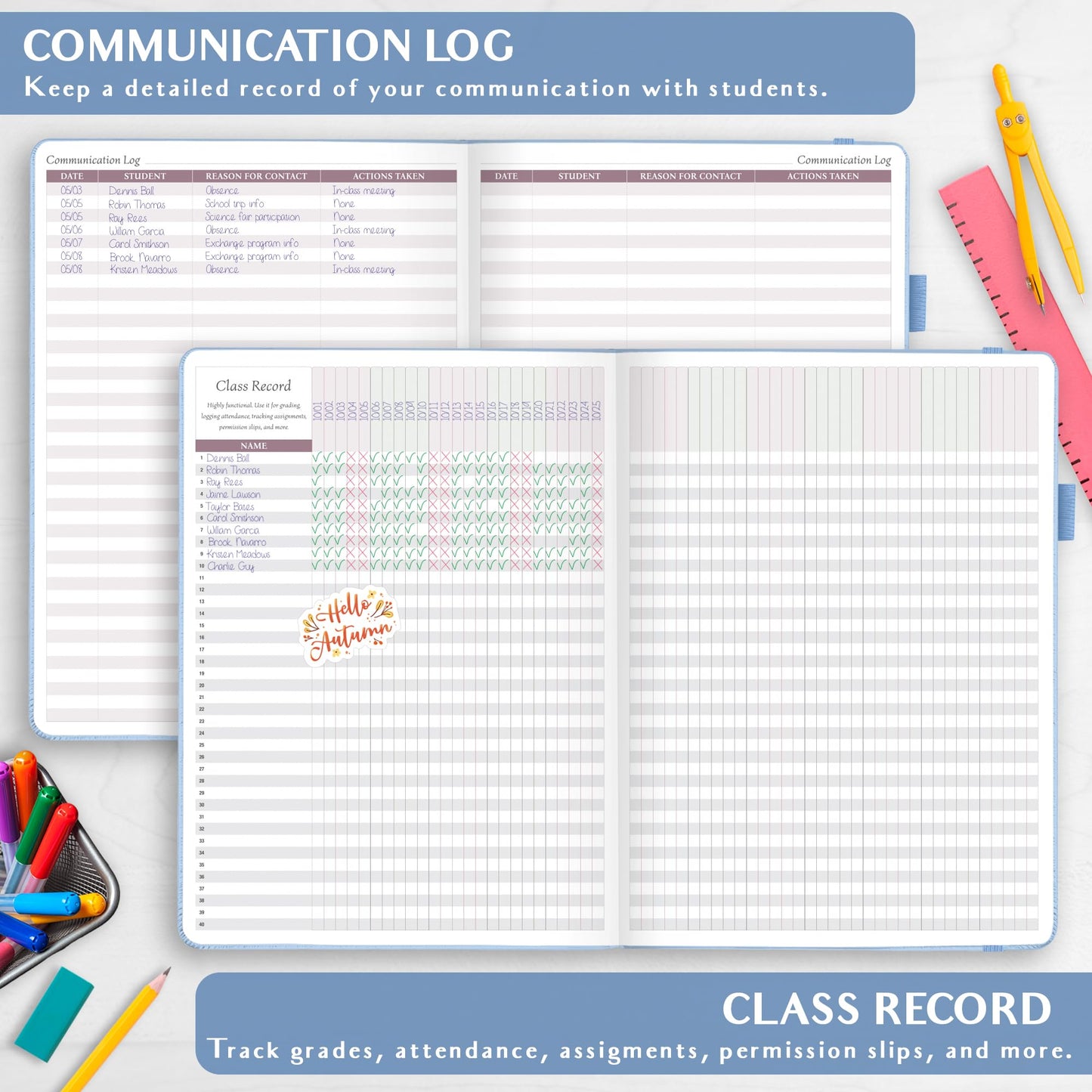 Legend Teacher Planner – Undated Lesson Plan Book for Teachers with Weekly & Monthly Calendars - Classroom Organization & School Year Planner – 8.5”x11.5” Hardcover (Periwinkle)