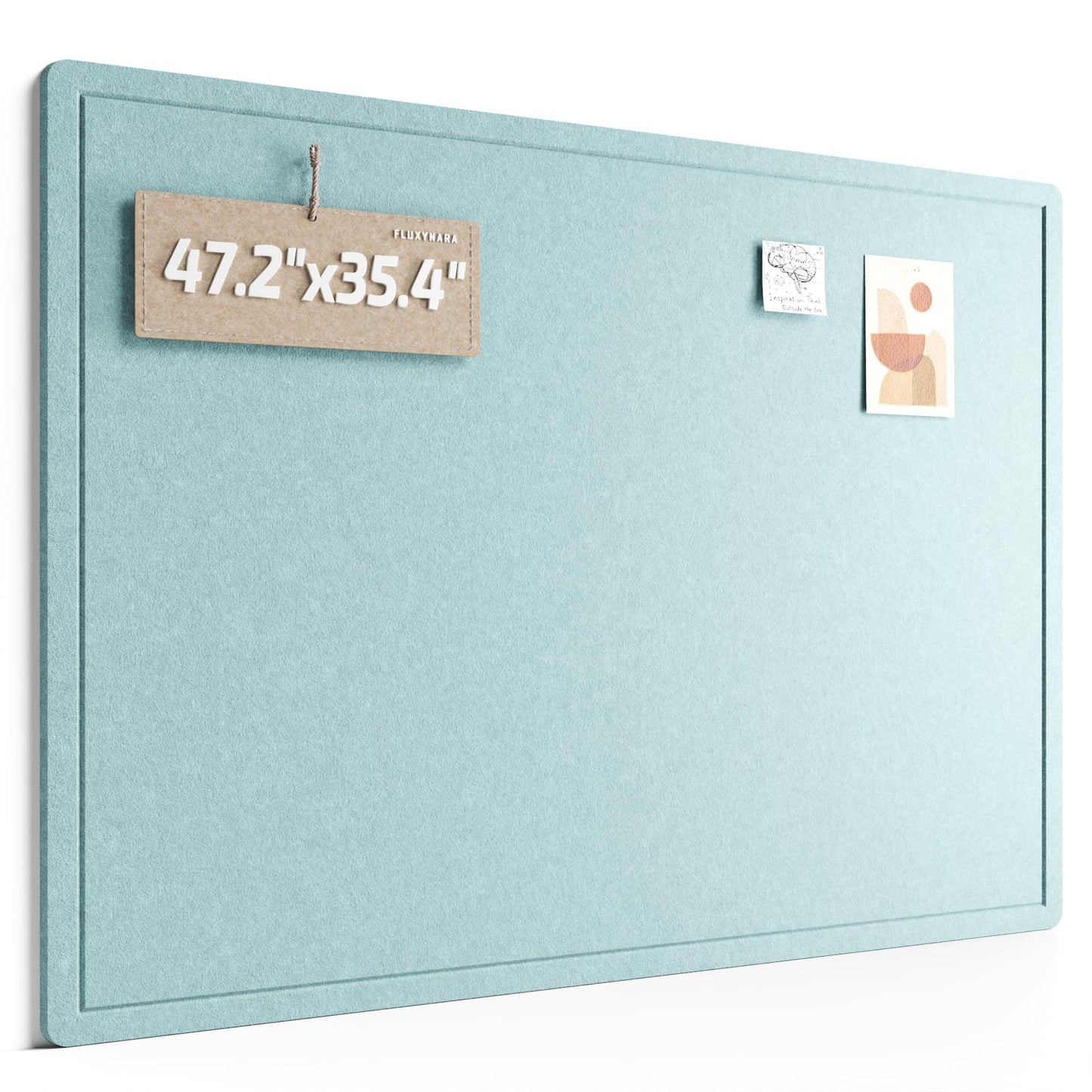Fluxynara Large Bulletin Board, 47.2" x 35.4" Cork Board Alternative with 24 Safe Removable Adhesive Tabs, Foldable Felt Pin Board for Home Office, Classroom, Bedroom,Entryway for Walls—Aqua Blue