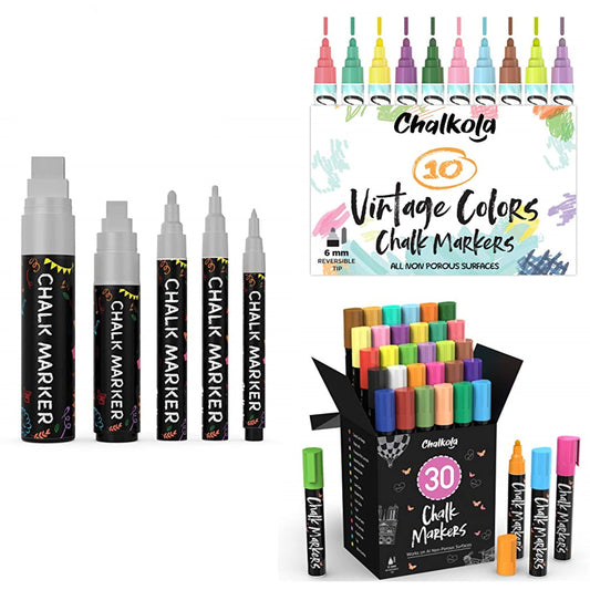Chalkola 5 Silver Variety + 30 Markers 6mm + 10 Vintage 6mm Bundle