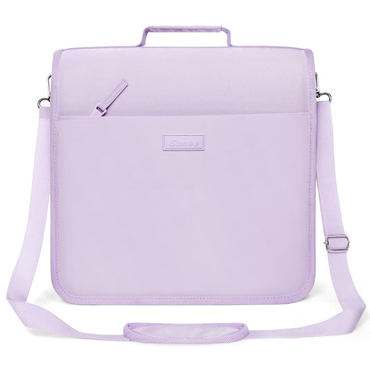SUNEE Zipper Binder 3 Ring, 3 Inch O-Ring with Handle and Shoulder Strap, 600-Sheet Capacity, 5-Tab Expanding File Folder, Multi-Pockets for Middle School Organizer Binder with Zipper, Lavender Purple