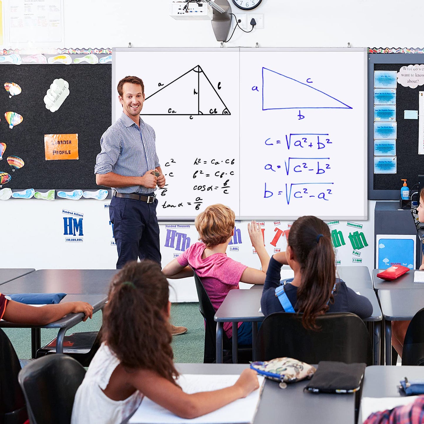 White Board Dry Erase 60 x 36，maxtek Large Magnetic Whiteboard 5' X 3' Dry Erase Board Foldable with Long Marker Tray for Wall-Mounted Aluminum Memo Board Supplies for Class Office & Home