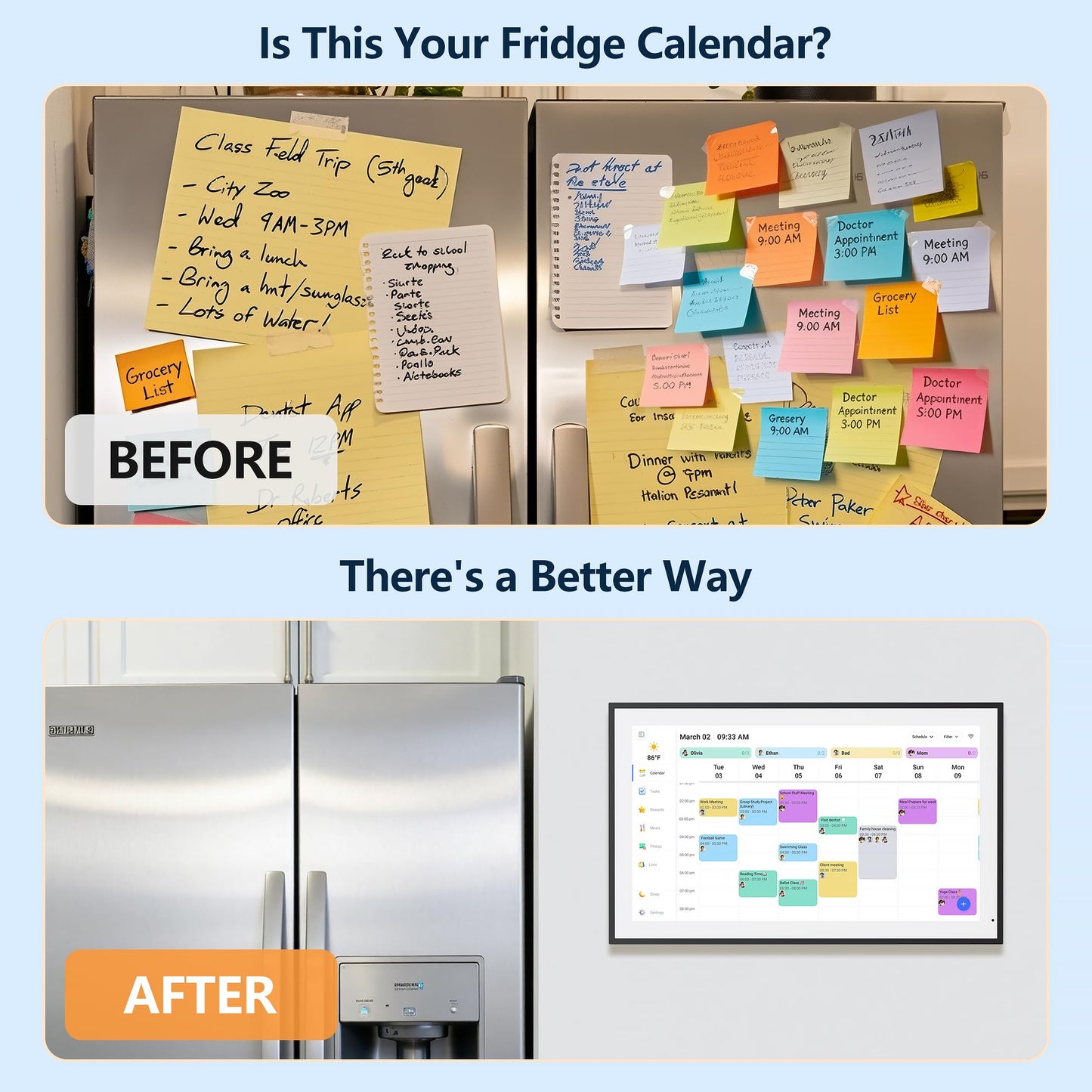 Digital Calendar, 15.6 Inch Wall Planner Electronic Calendar & Chore Chart, Smart Touchscreen Interactive Display for Family Schedules, Great for Organizing Your Routines, Wall & Desk Mountable