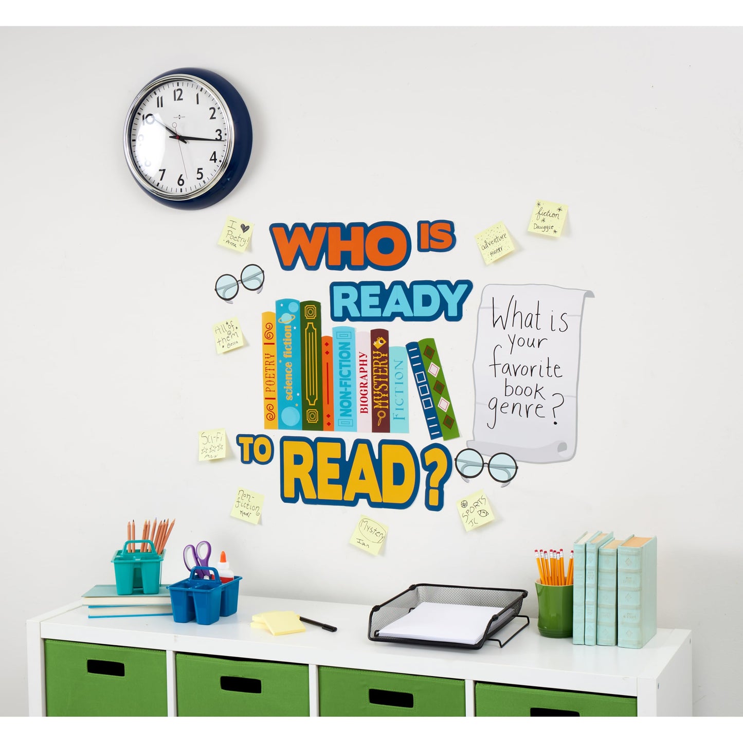 Eureka 661001 Who is Ready to Read Interactive Mini Bulletin Board Set with Dry Erase Headliners, Multicolor, 12 Pieces