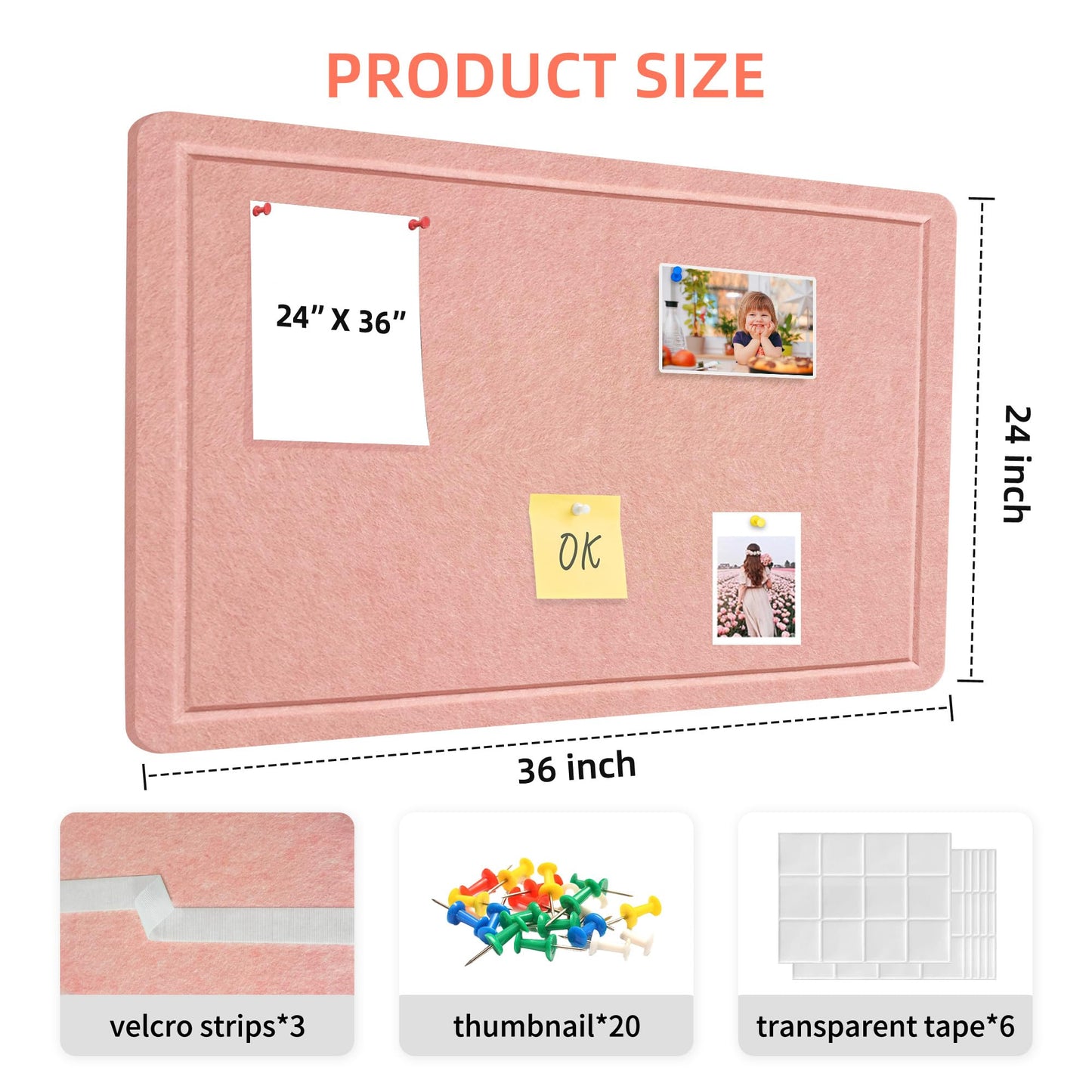Large Bulletin Board - Foldable 24x36 Inches Cork Board Alternative, Self-Adhesive Felt Bulletin Board for Wall, Home Office Classroom Decor