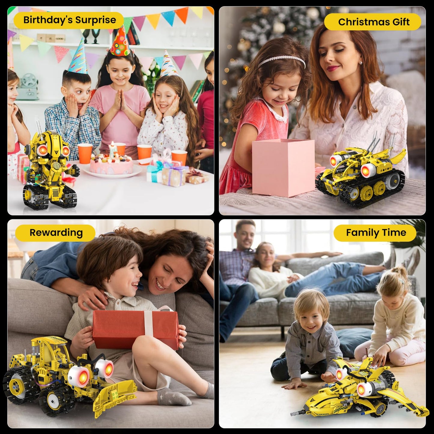 HPROMOT 5-in-1 STEM Robot Building Kit for Kids Ages 8-16, Remote & App Controlled, Rechargeable Engineering Learning DIY Coding Toy, Educational Building Blocks Gift for Girls & Boys (673 PCS)