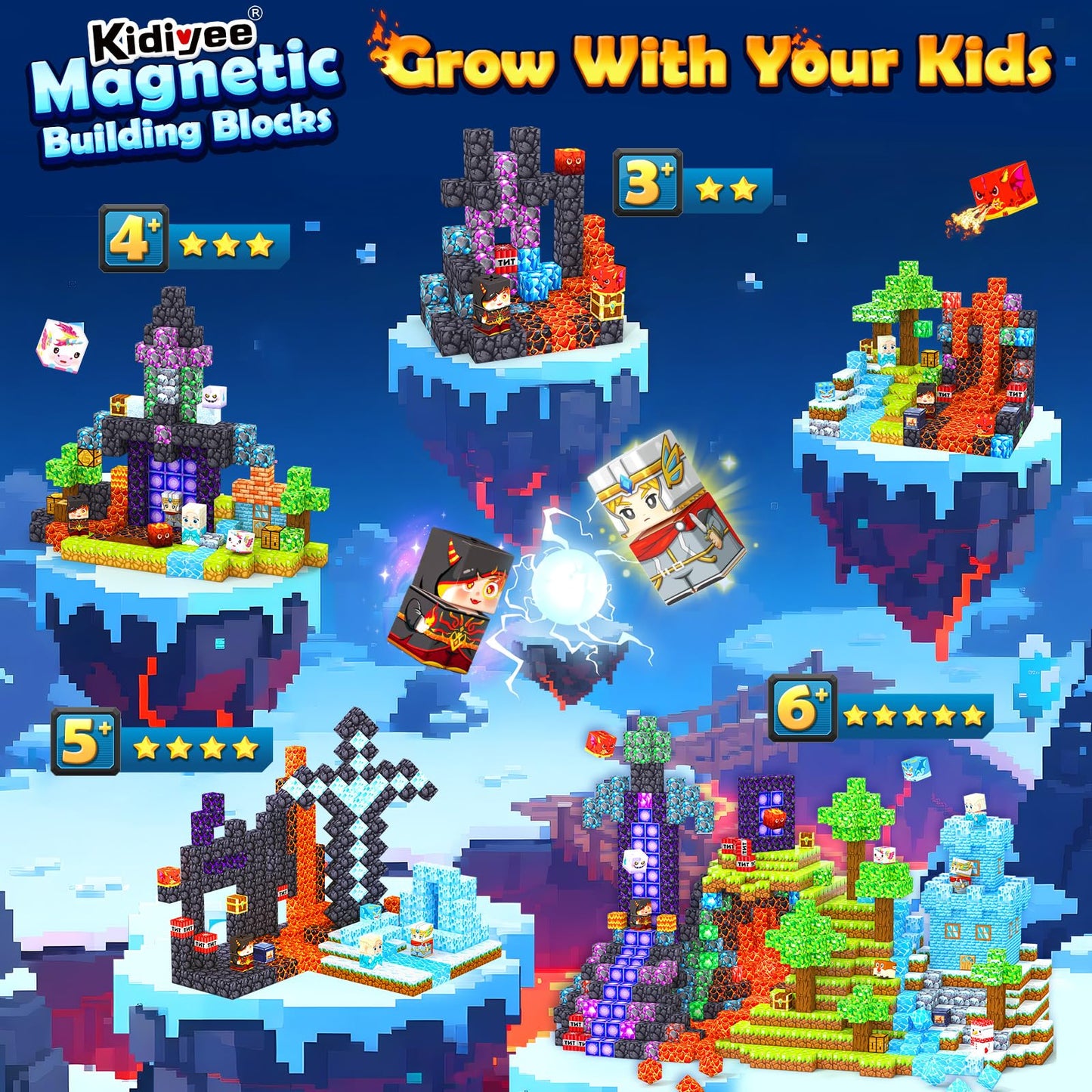200PCS Magnetic Blocks - Build Mine Magnet World, Magnetic Building Blocks for Kids Ages 4-6 6-8 8-12, STEM Educational Sensory Toys for Boys & Girls, Birthday Toys Gifts for Kids