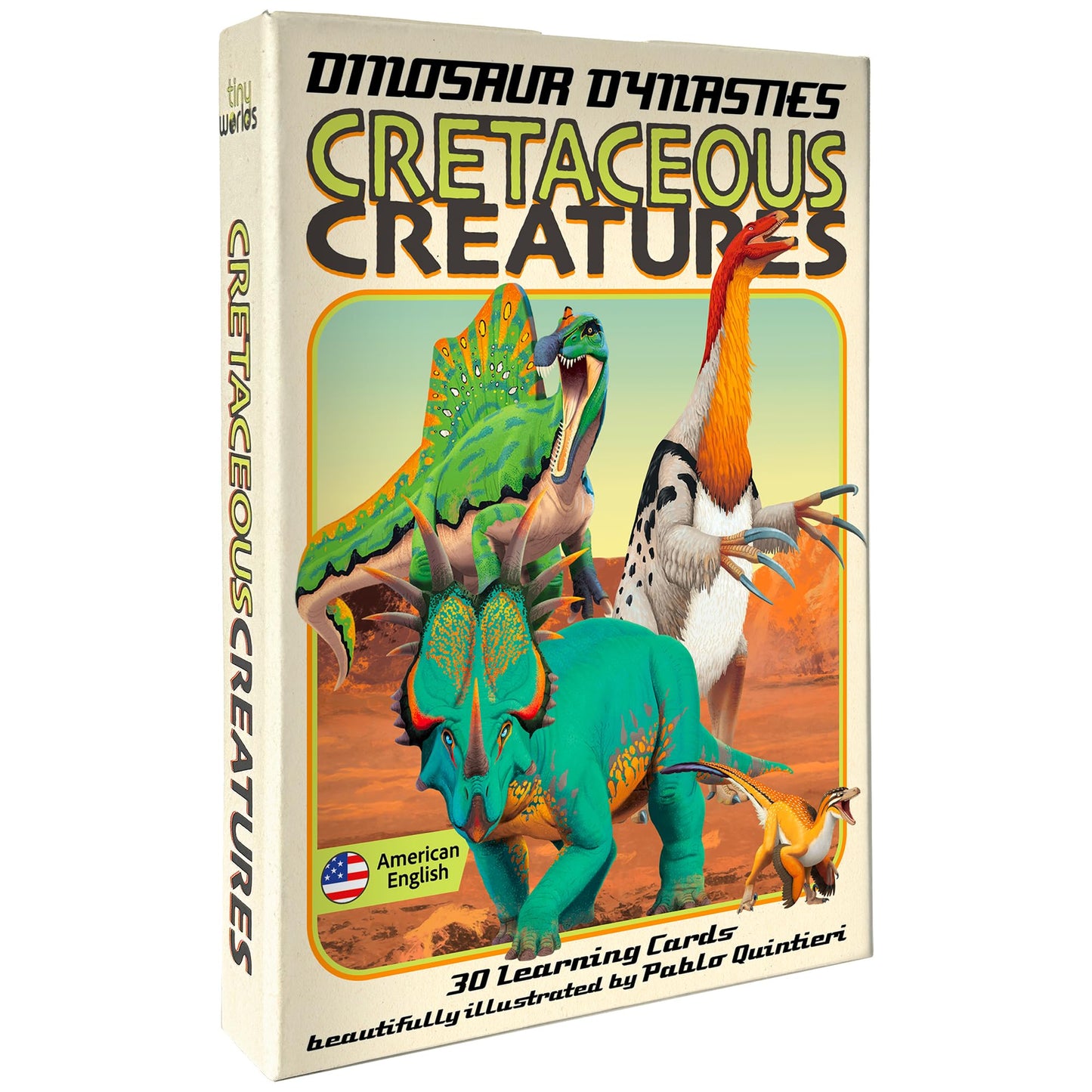 Tiny Worlds: Dinosaur Dynasties: Cretaceous Creatures Cards, Set of 30 Learning Flash Cards, Collectible Information Cards for Kids and Adults, Gifts for Children Above 6 Years Old