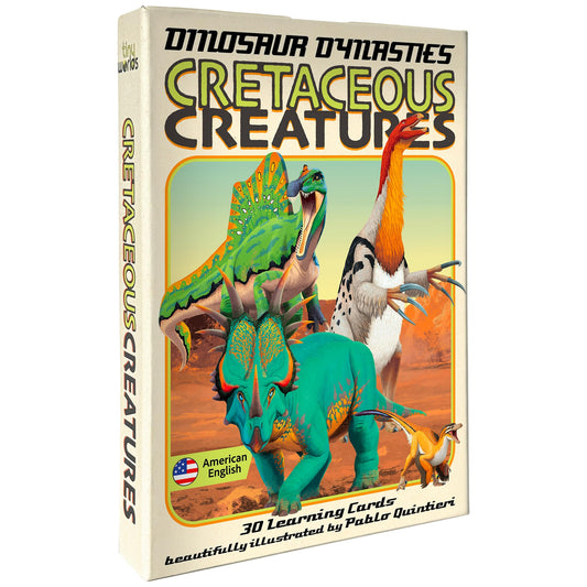Tiny Worlds: Dinosaur Dynasties: Cretaceous Creatures Cards, Set of 30 Learning Flash Cards, Collectible Information Cards for Kids and Adults, Gifts for Children Above 6 Years Old
