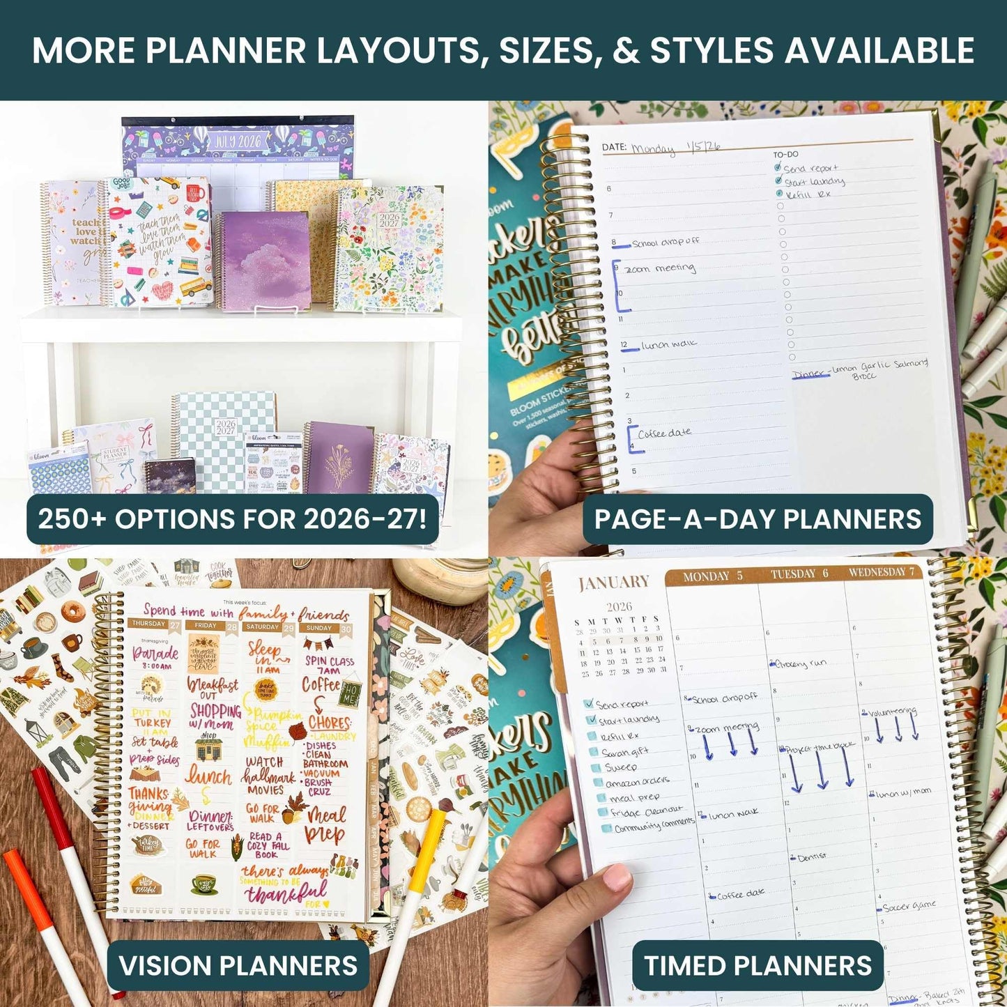 bloom daily planners 2026-2027 (8.5" x 11") Academic Year Day Planner (July 2026 - July 2027) - 13 Months Weekly & Monthly Agenda Organizer with Stickers & Tabs - Whimsical Wildflowers