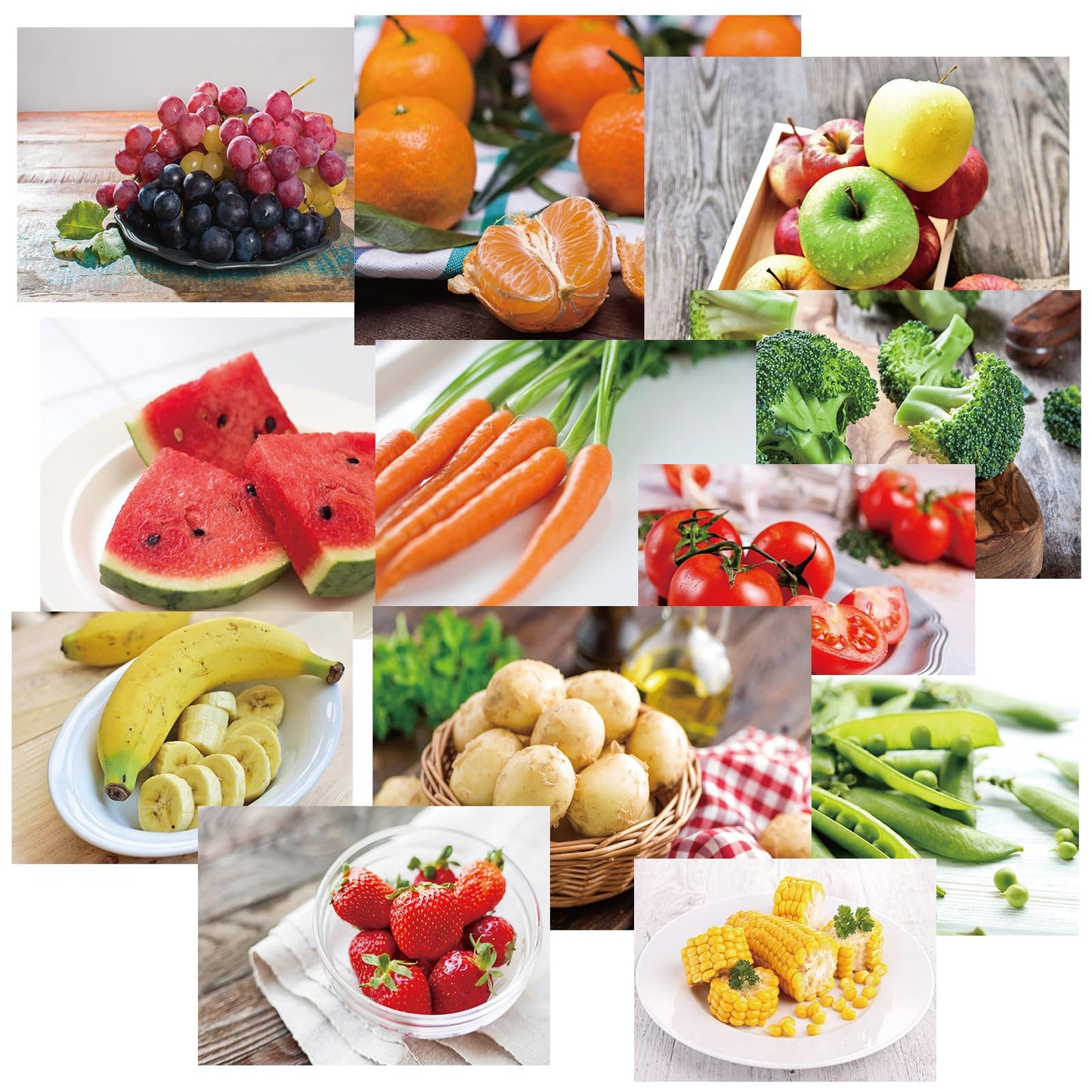 Motiskyy 12 Pcs Diversity Posters for Classroom Preschool Educational Learning Real Pictures for Daycare Home Multicultural Awareness(Fruit and Vegetable Posters Style)
