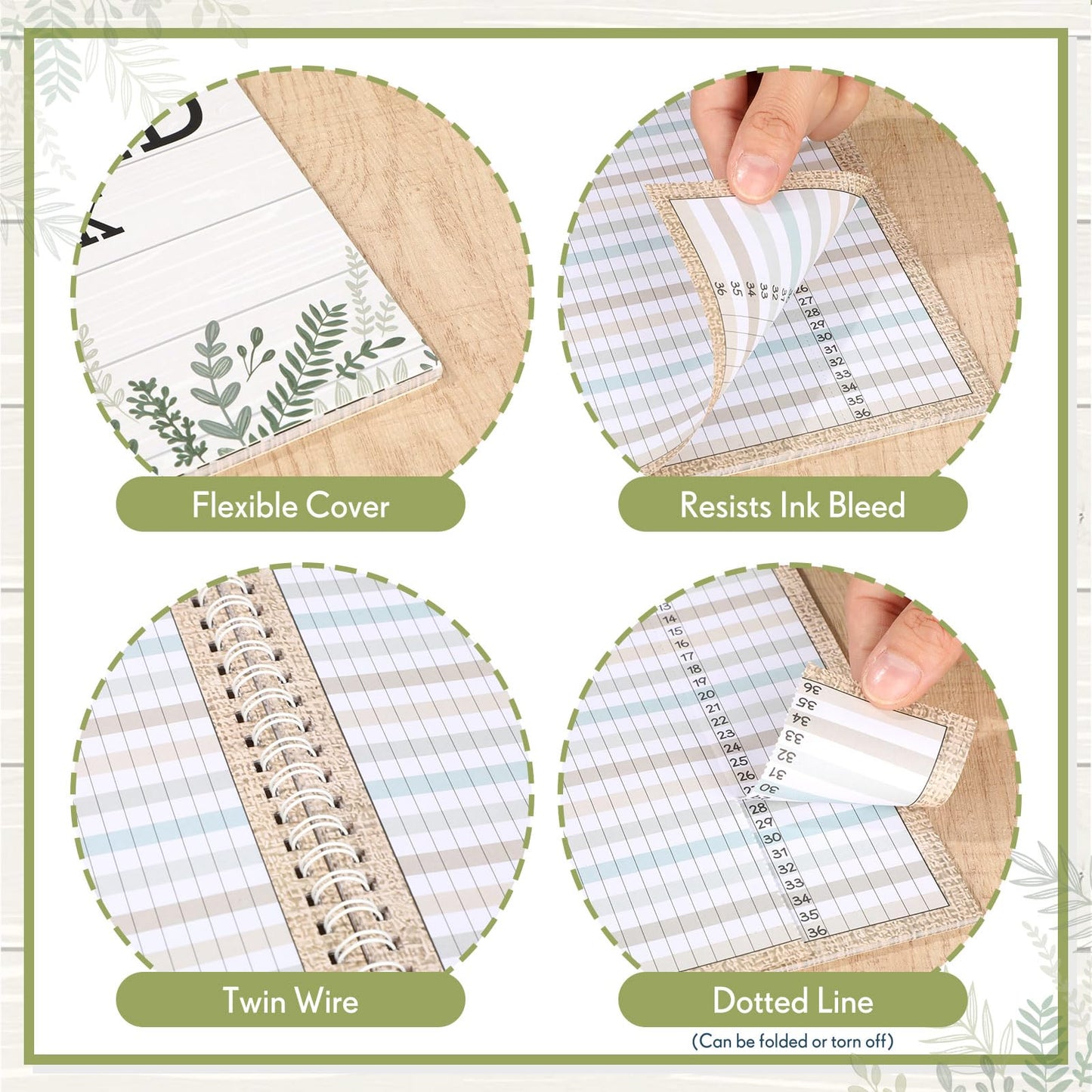 Fuyoooo Farmhouse Teacher Record Book Teacher Grade Books 2026-2027 Spiral Bound Record Planner 2026 Class Grade Book Office Favors for Classroom Attendance Decoration Double Sided