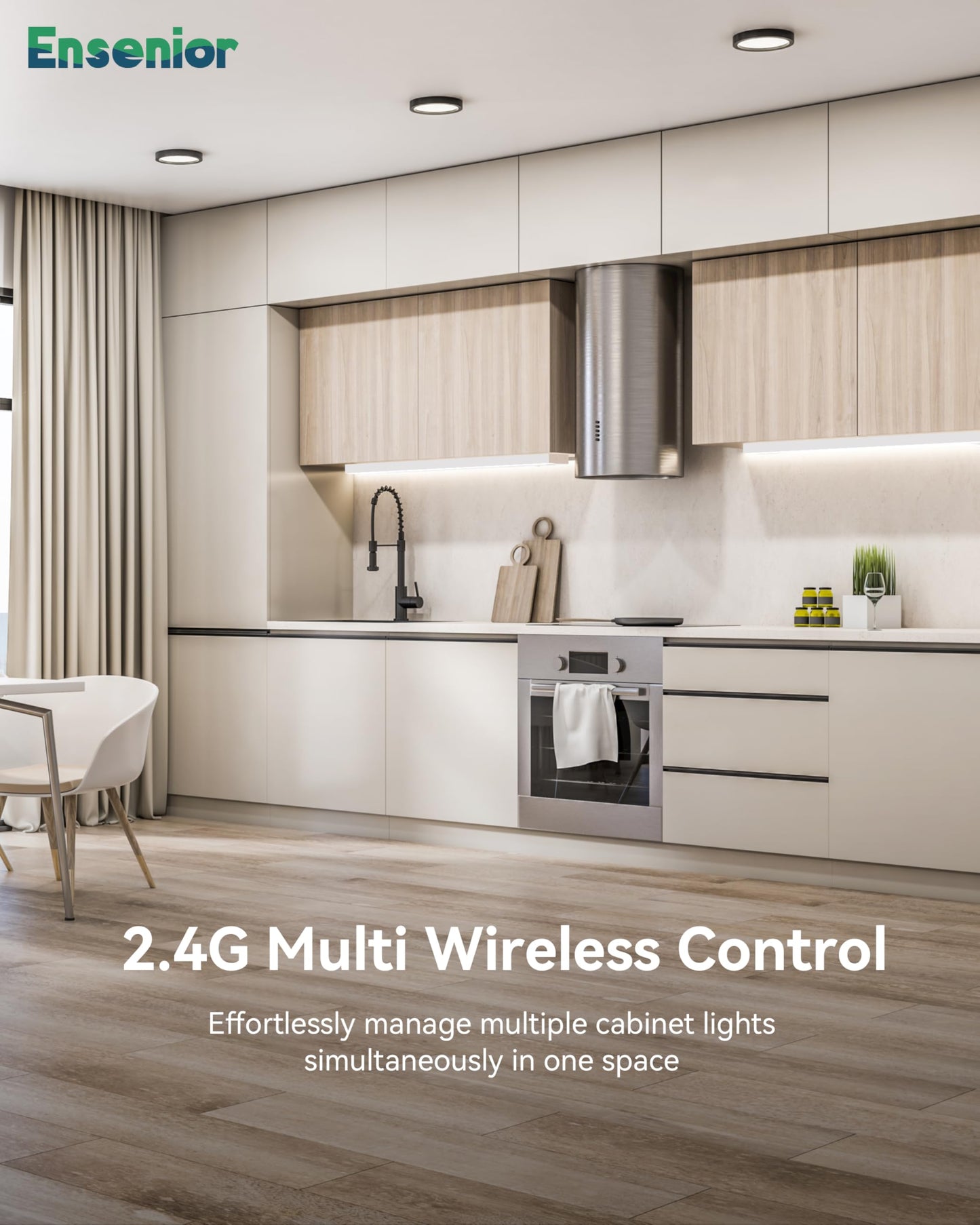 Ensenior LED Under Cabinet Lighting, 32 Inch, Dimmable, 2.4G Wireless Control, Aluminum, 18W 1100LM, Hardwired/Plug-in,