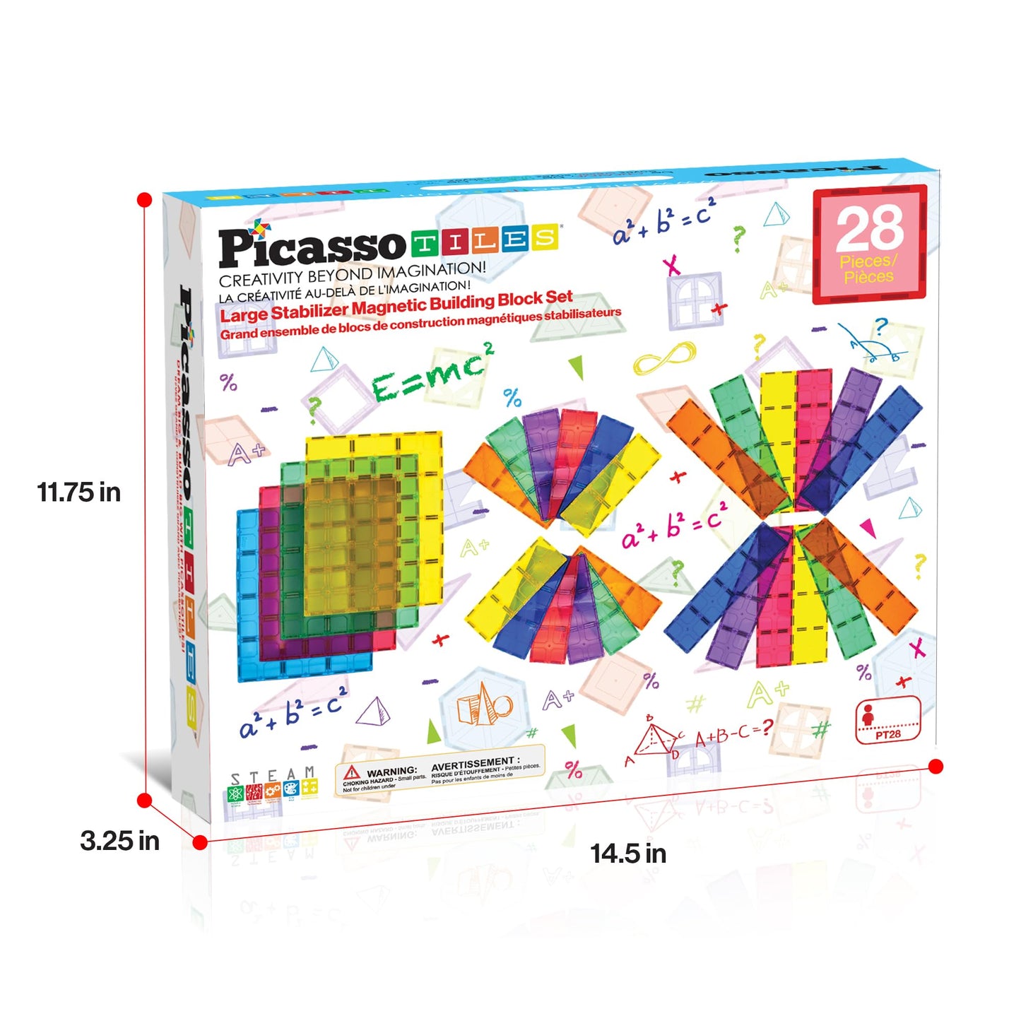 PicassoTiles Large Stabilizer Building Block Base Magnetic Building Block Tiles Jumbo XL Plate Foundation Kit Magnet Tile Stacking STEM Toy Set Compatible Education Construction Learning Square Set
