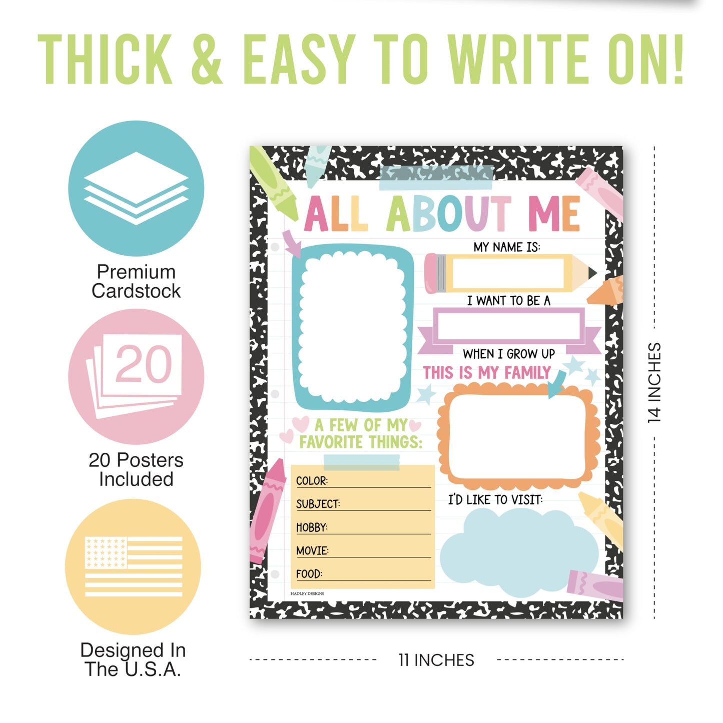 All About Me Posters for Classroom Must Haves - 20 Star Student Poster, 100 Days of School Items, Star of The Week Poster Elementary Classroom Decor, End of School Year Teacher Supplies