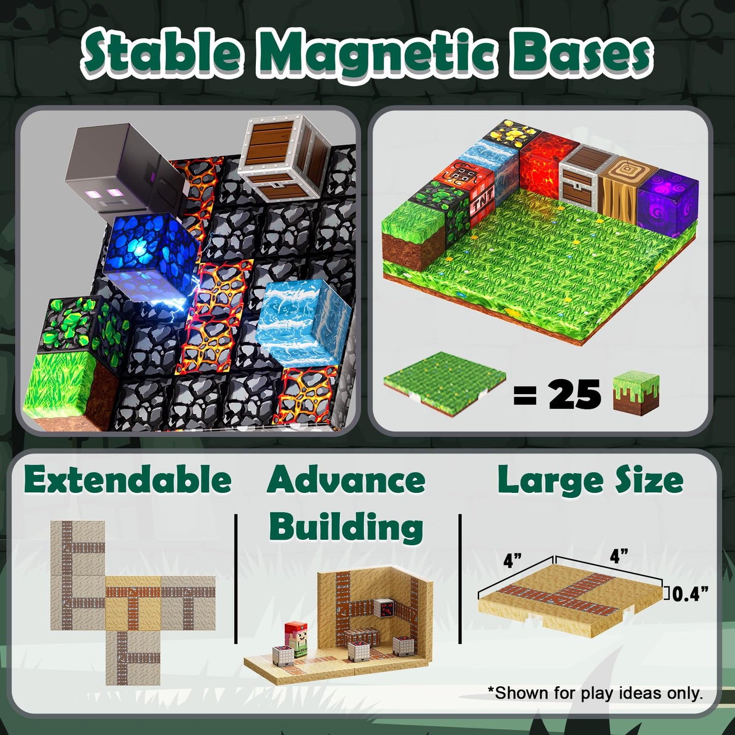 ToyUnited 4-in-1 Magnetic Blocks with 24 Light Up Blocks, 200PCS Magnetic Building Blocks with 8 Base Plates, Screen-Free Magnetic Building Cubes Toy, Christmas Birthday Gifts for Boys Girls Age 3+