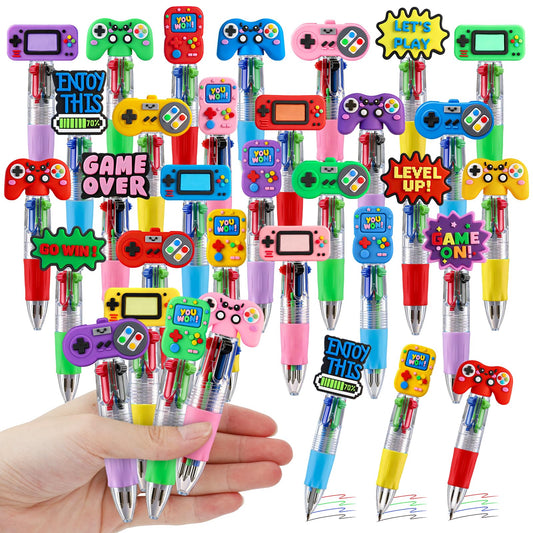 CZWZ 30Pcs Mini Multicolor Pens in One 4-in-1 Cute Pens Bulk for Kids, Ballpoint Pen for Birthdays and Children's Parties, Fun Gifts Assorted Ink Kawaii Pen(Vedio Game)